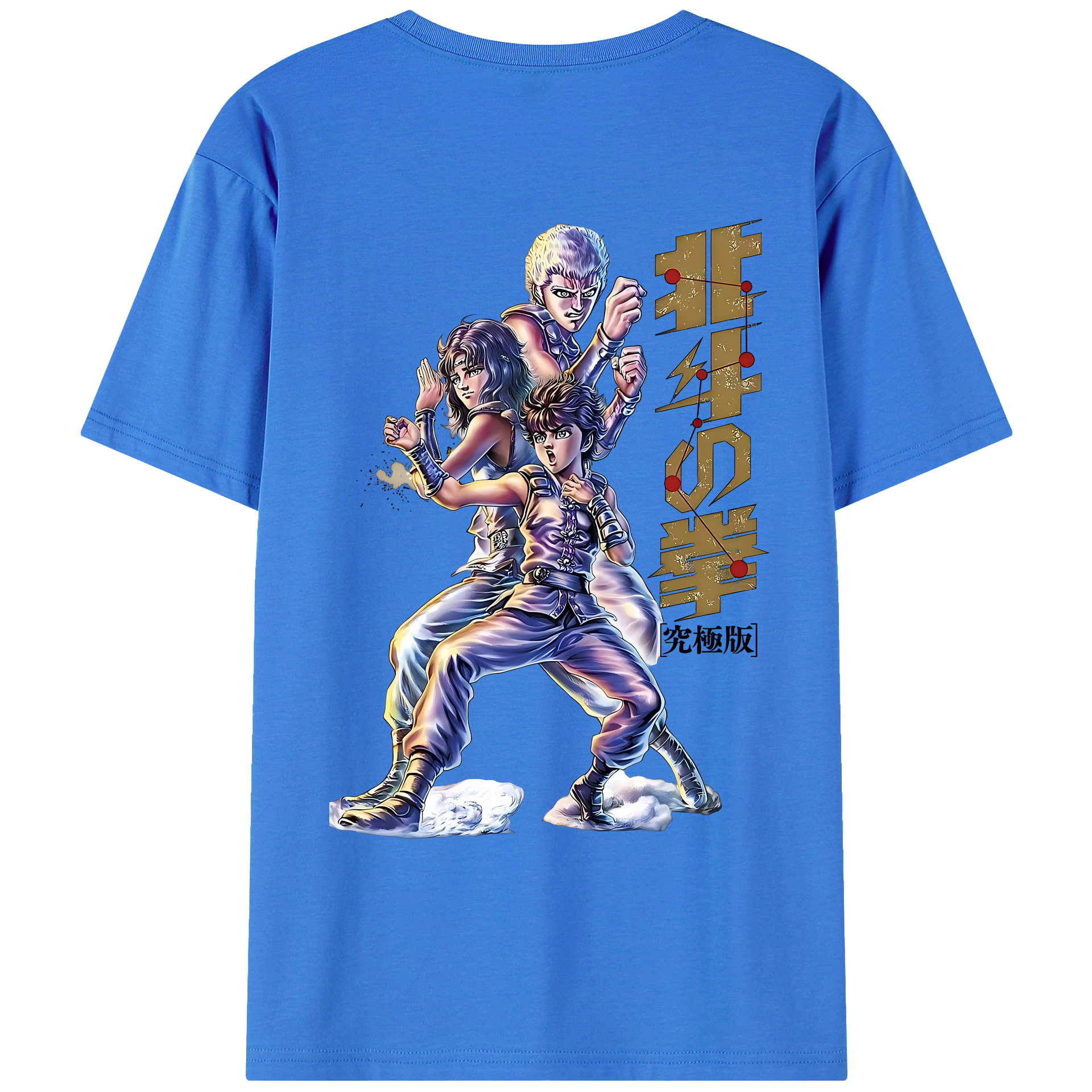 （画像用） 北斗の拳 Fist of the North Star 綿100％ メンズ半袖Tシャツ（バックプリント） 通気性