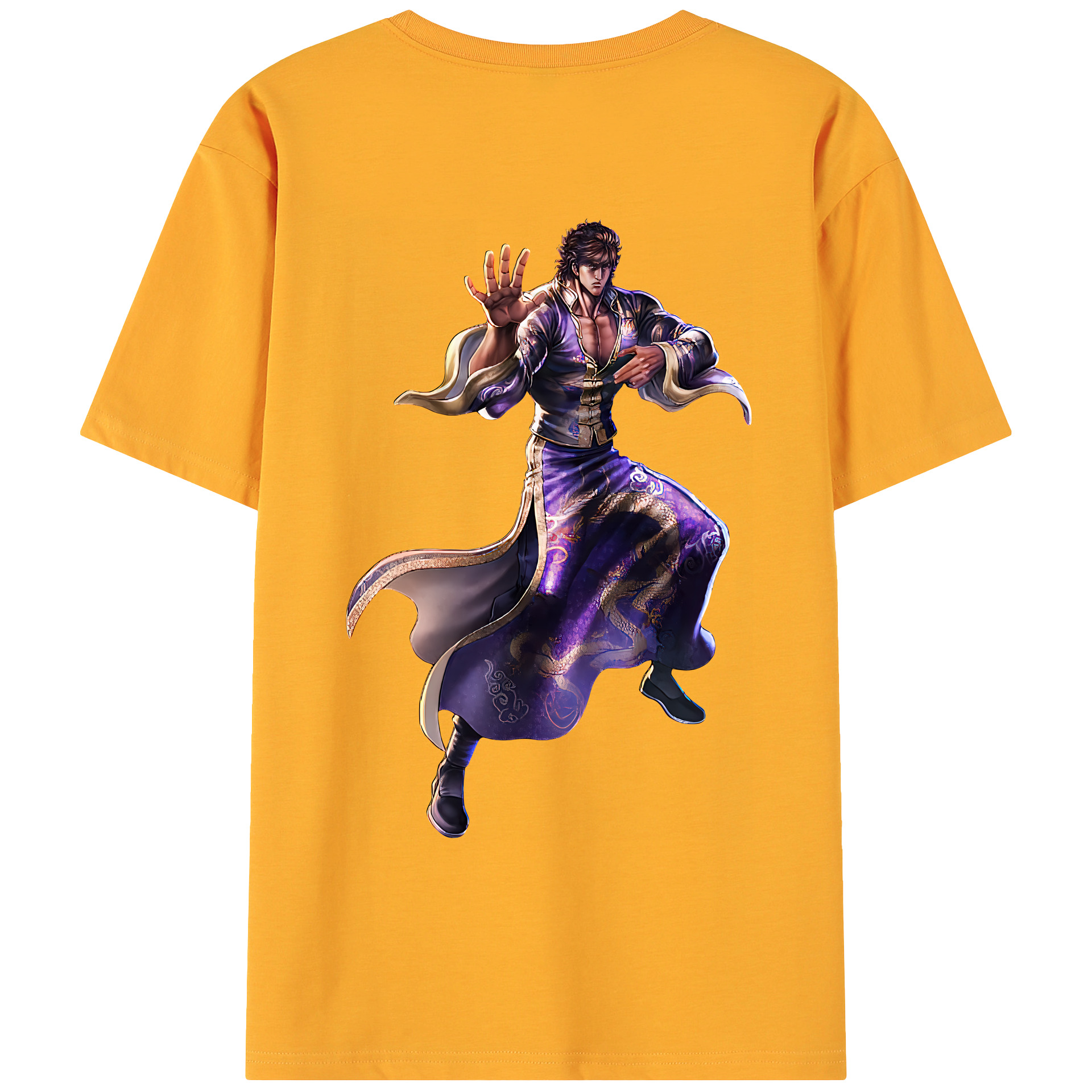 （画像用） 北斗の拳 Fist of the North Star 綿100％ メンズ半袖Tシャツ（バックプリント） 通気性