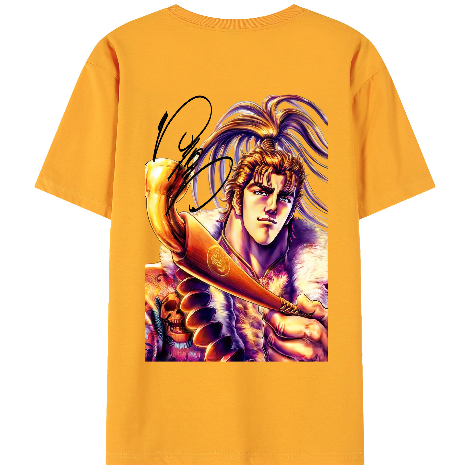 （画像用） 北斗の拳 Fist of the North Star 綿100％ メンズ半袖Tシャツ（バックプリント） 通気性