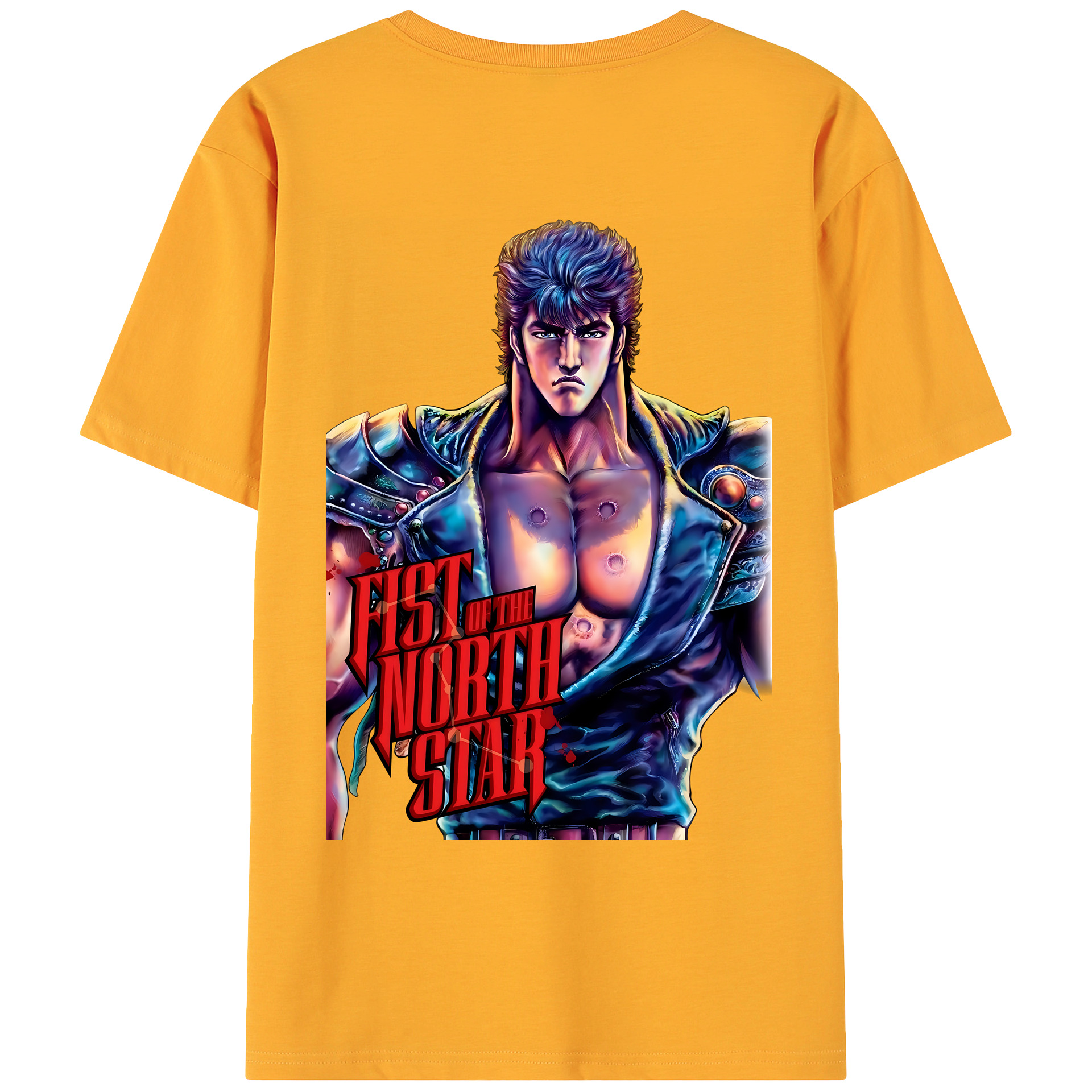 （画像用） 北斗の拳 Fist of the North Star 綿100％ メンズ半袖Tシャツ（バックプリント） 通気性