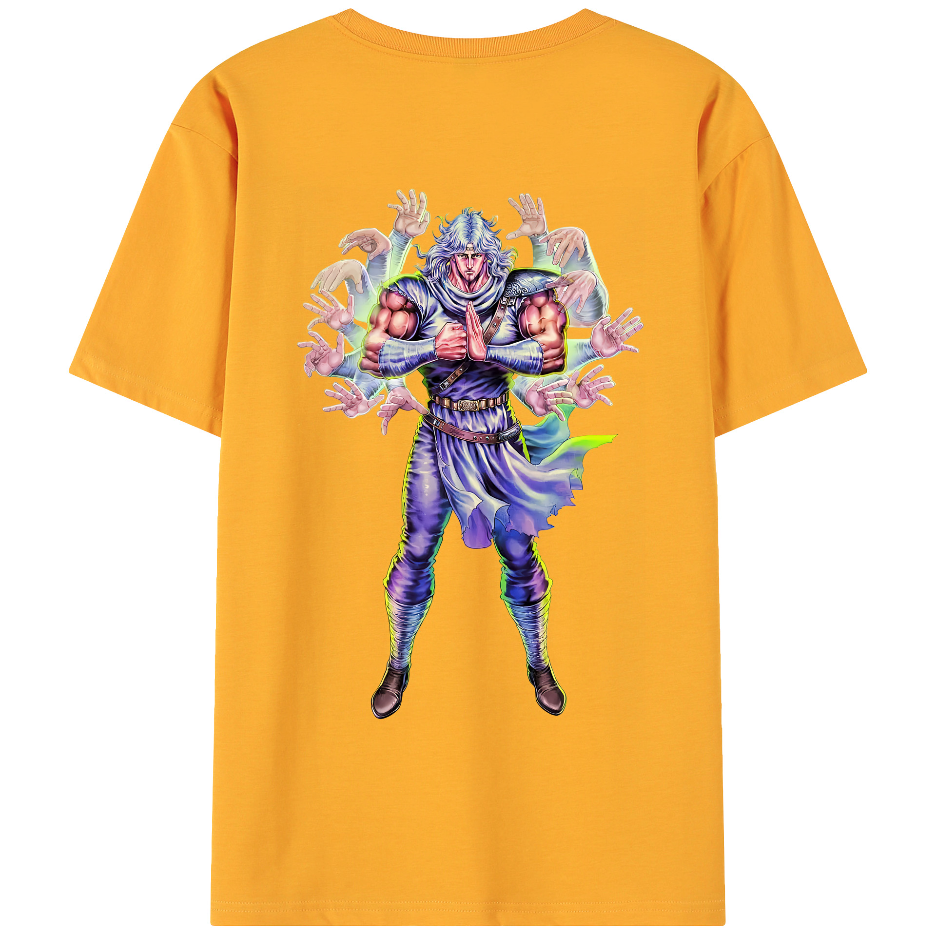 （画像用） 北斗の拳 Fist of the North Star 綿100％ メンズ半袖Tシャツ（バックプリント） 通気性