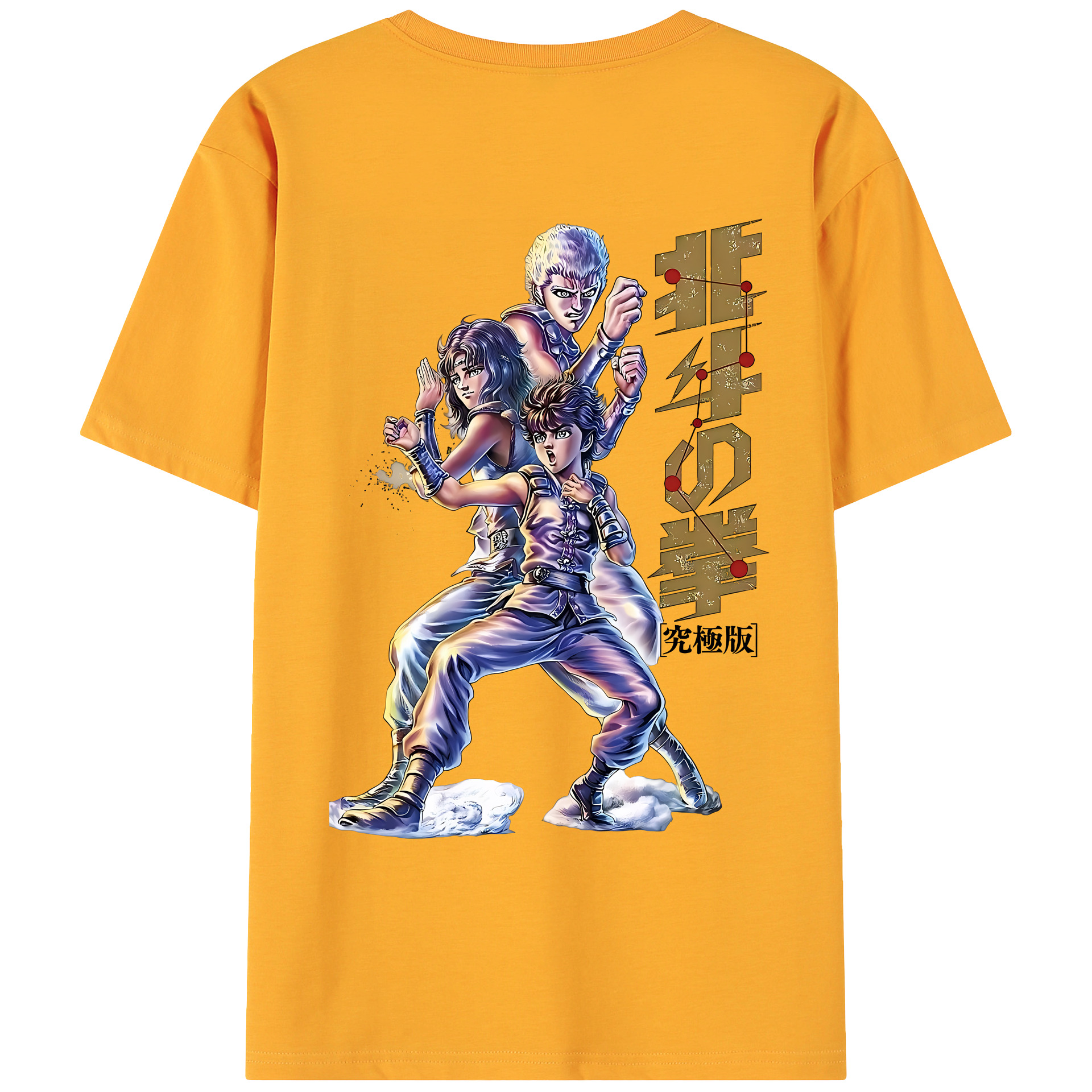 （画像用） 北斗の拳 Fist of the North Star 綿100％ メンズ半袖Tシャツ（バックプリント） 通気性