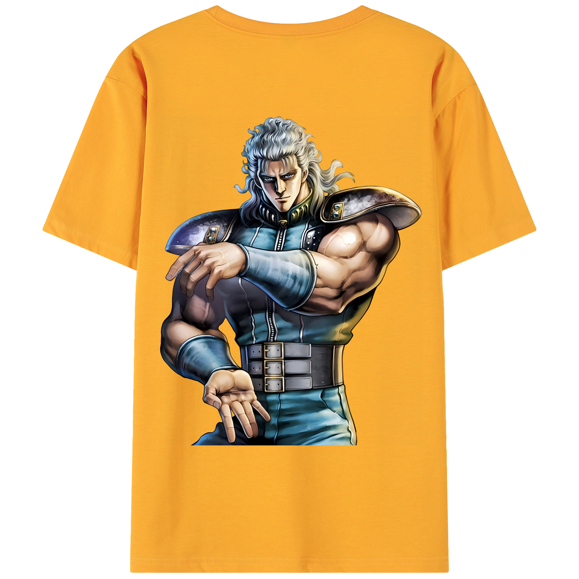 （画像用） 北斗の拳 Fist of the North Star 綿100％ メンズ半袖Tシャツ（バックプリント） 通気性