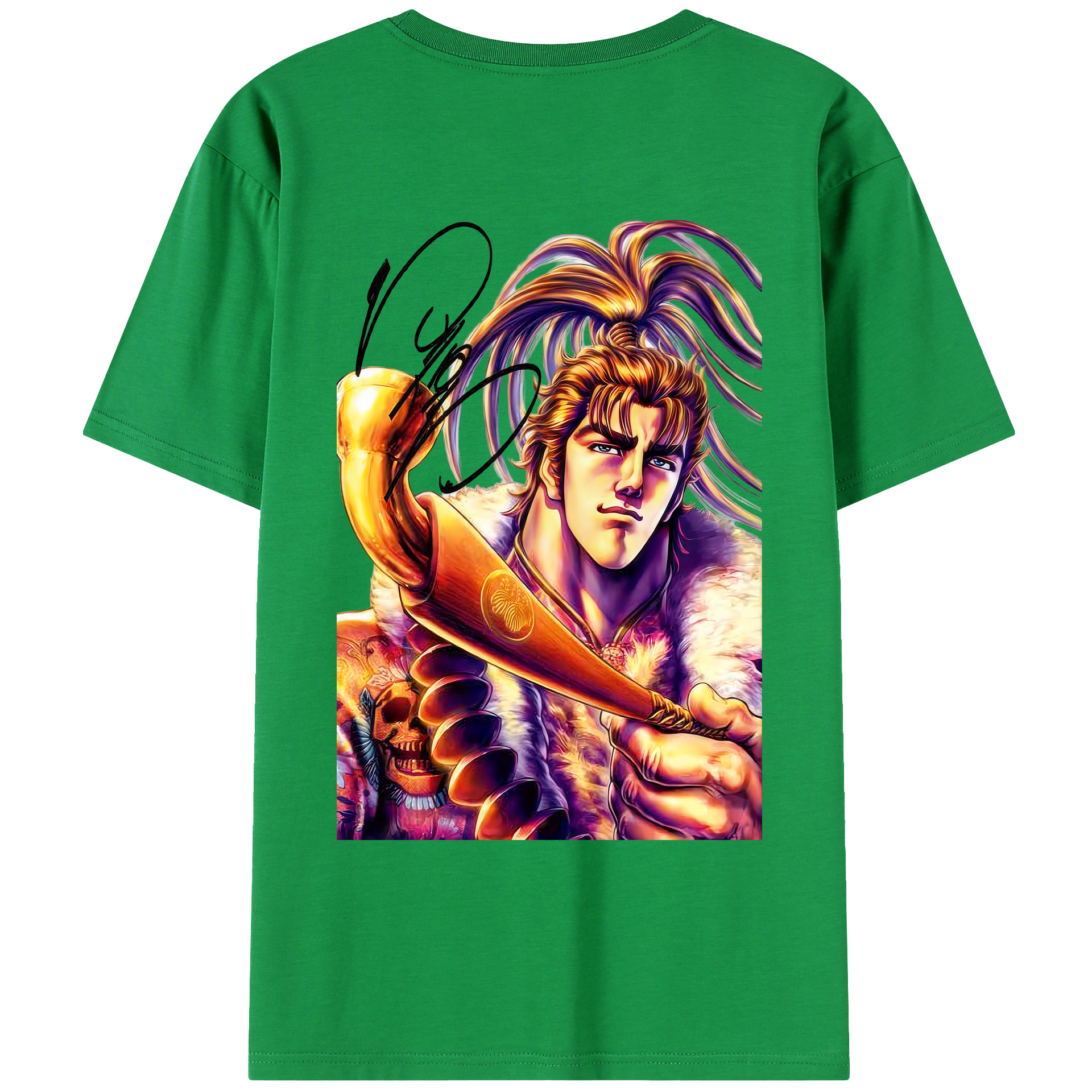 （画像用） 北斗の拳 Fist of the North Star 綿100％ メンズ半袖Tシャツ（バックプリント） 通気性