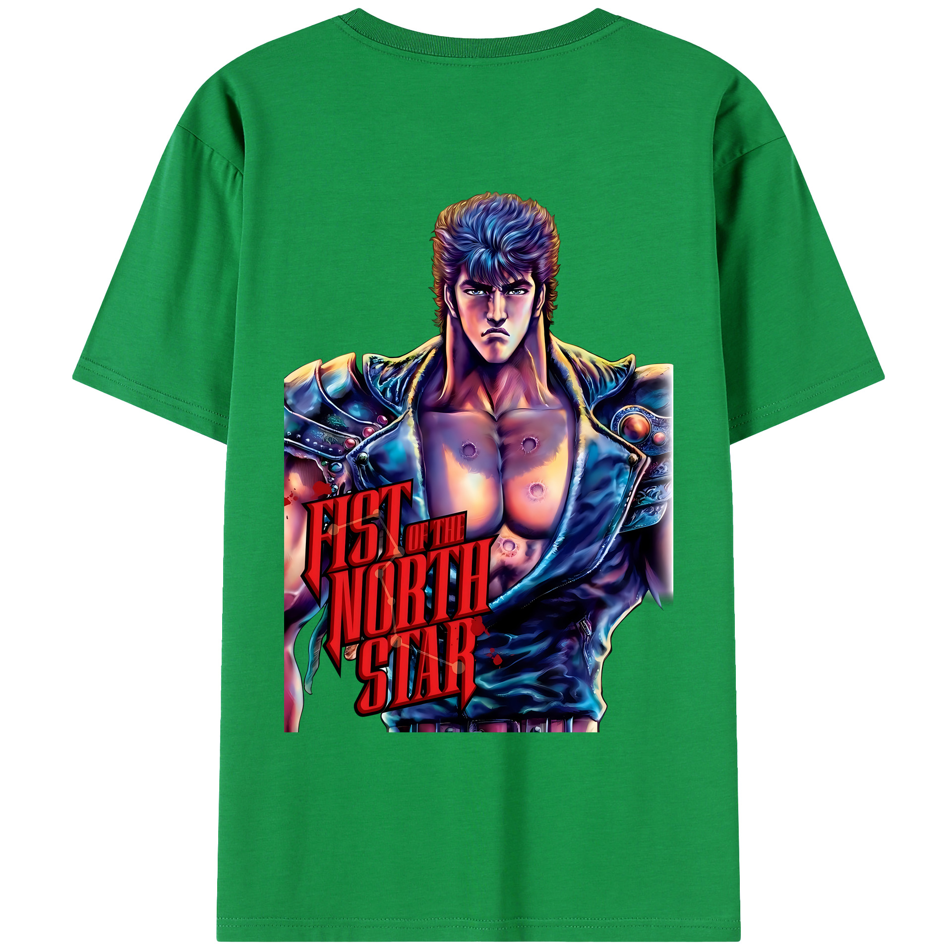 （画像用） 北斗の拳 Fist of the North Star 綿100％ メンズ半袖Tシャツ（バックプリント） 通気性