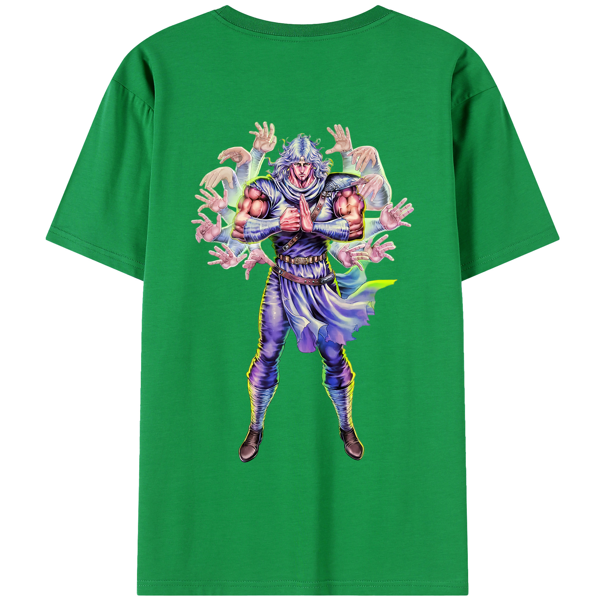 （画像用） 北斗の拳 Fist of the North Star 綿100％ メンズ半袖Tシャツ（バックプリント） 通気性