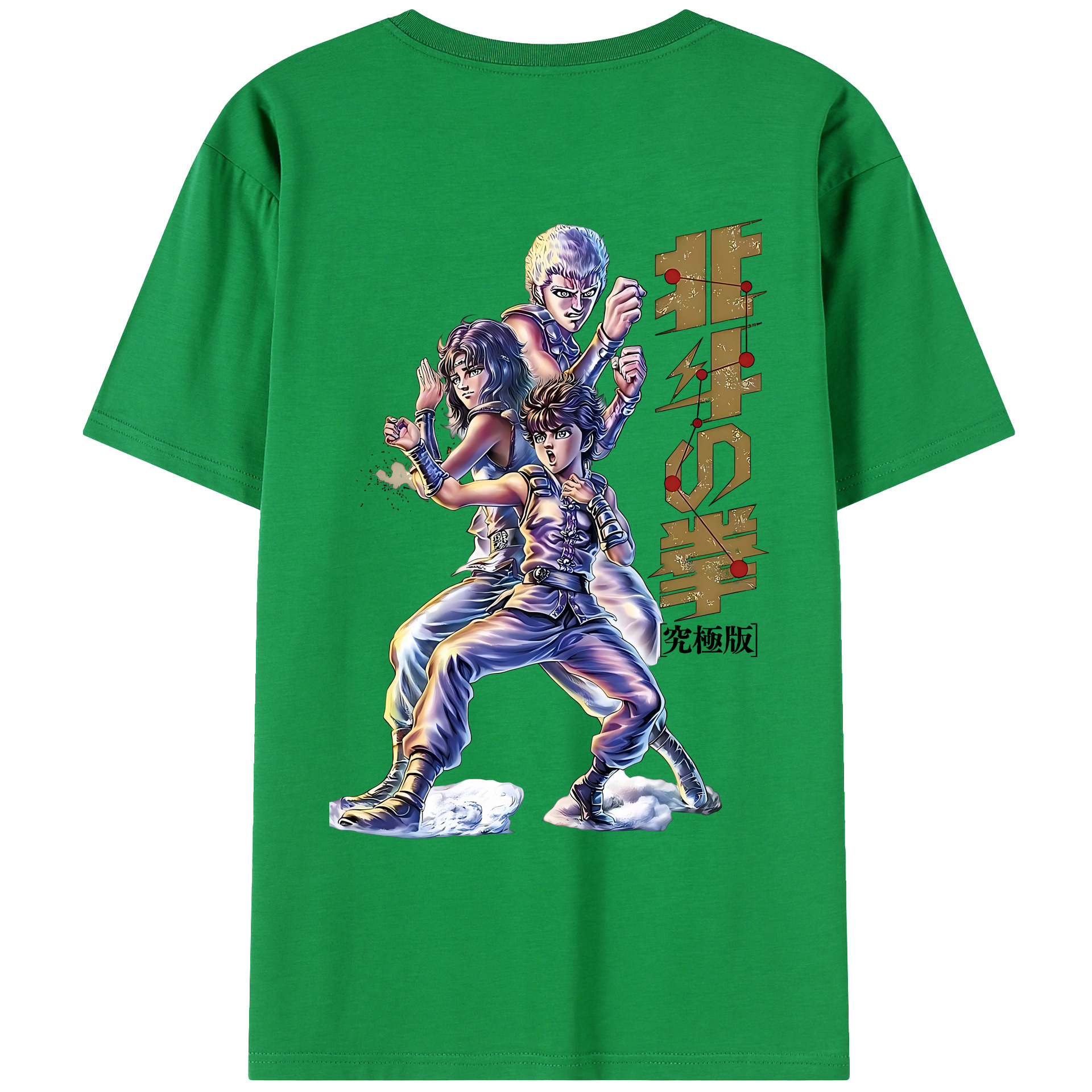 （画像用） 北斗の拳 Fist of the North Star 綿100％ メンズ半袖Tシャツ（バックプリント） 通気性
