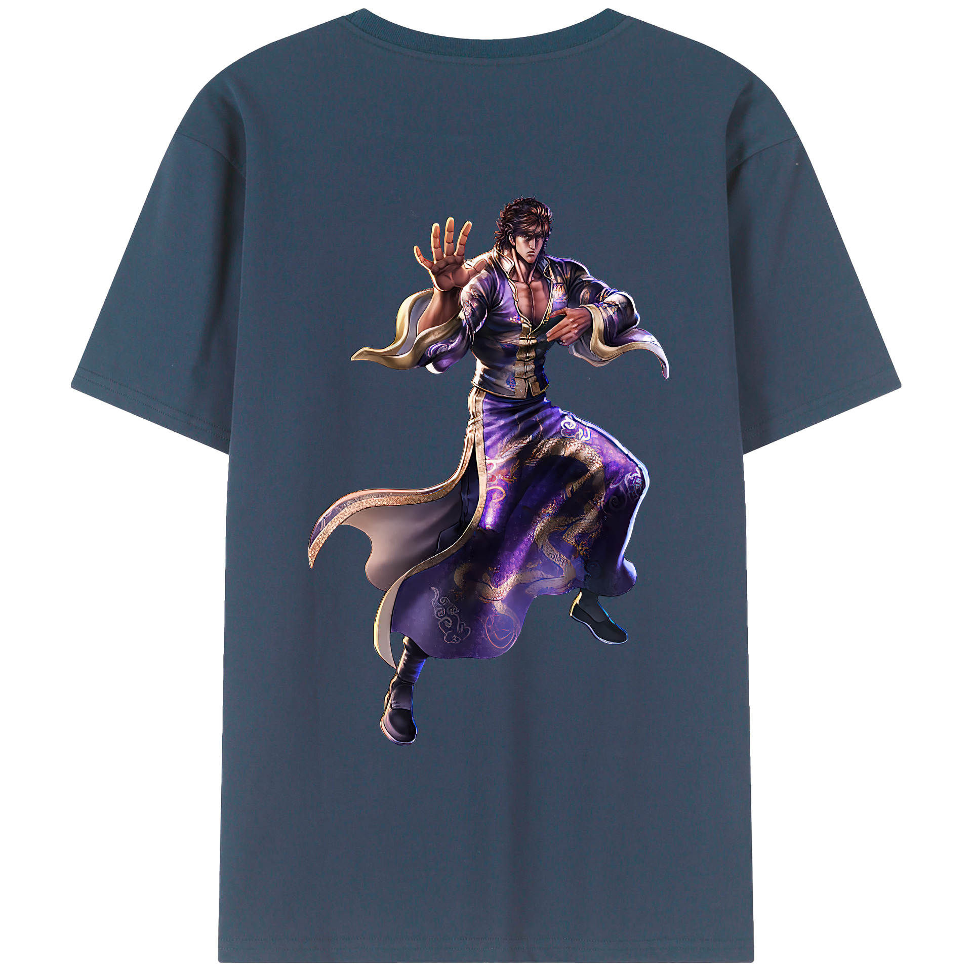 （画像用） 北斗の拳 Fist of the North Star 綿100％ メンズ半袖Tシャツ（バックプリント） 通気性
