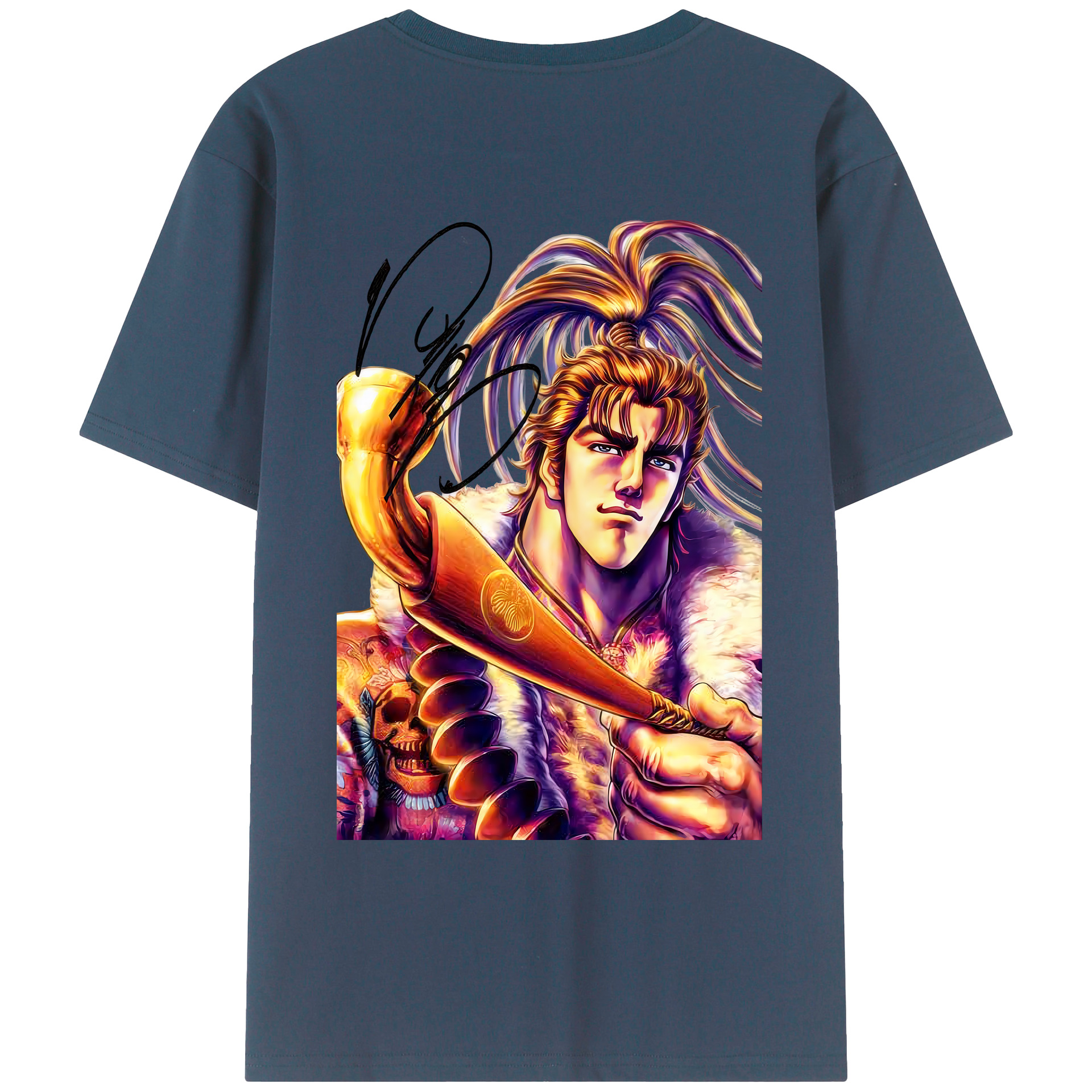 （画像用） 北斗の拳 Fist of the North Star 綿100％ メンズ半袖Tシャツ（バックプリント） 通気性