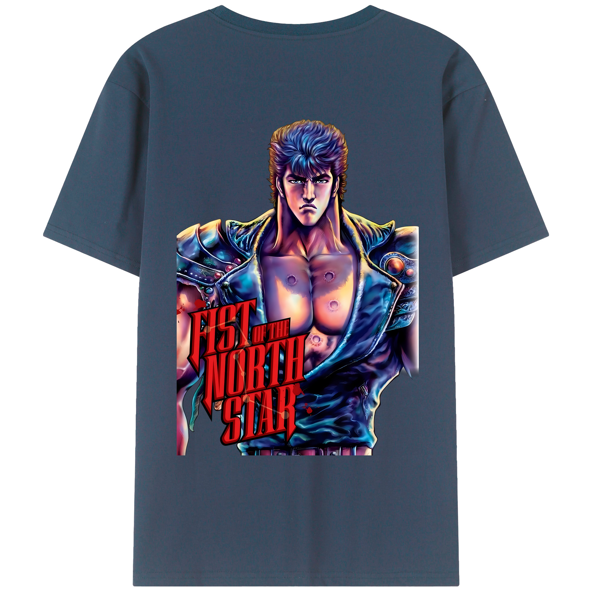 （画像用） 北斗の拳 Fist of the North Star 綿100％ メンズ半袖Tシャツ（バックプリント） 通気性