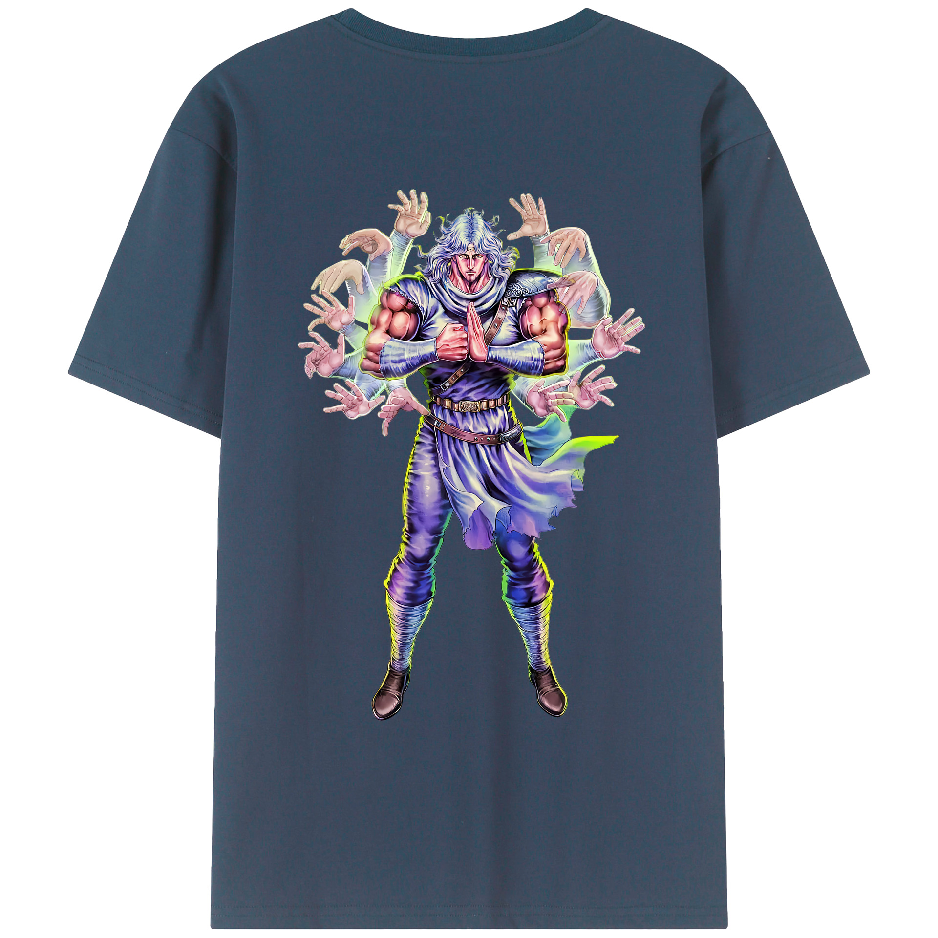 （画像用） 北斗の拳 Fist of the North Star 綿100％ メンズ半袖Tシャツ（バックプリント） 通気性