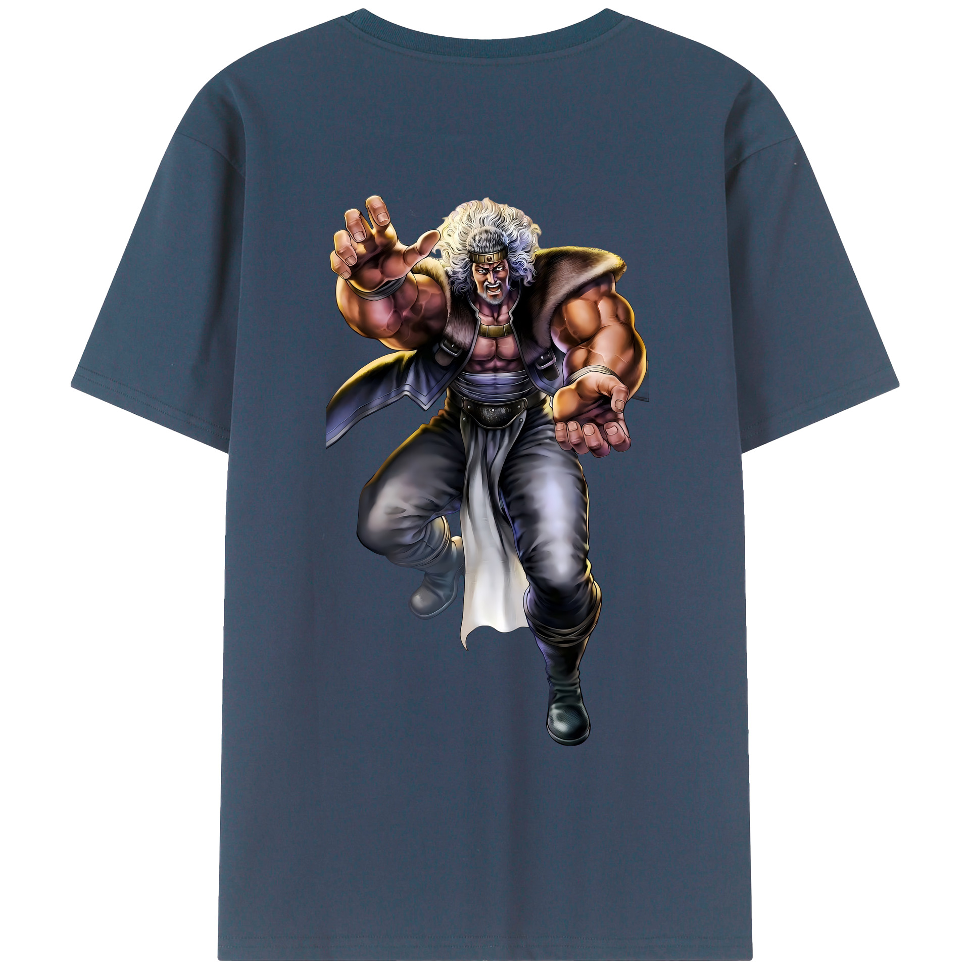 （画像用） 北斗の拳 Fist of the North Star 綿100％ メンズ半袖Tシャツ（バックプリント） 通気性