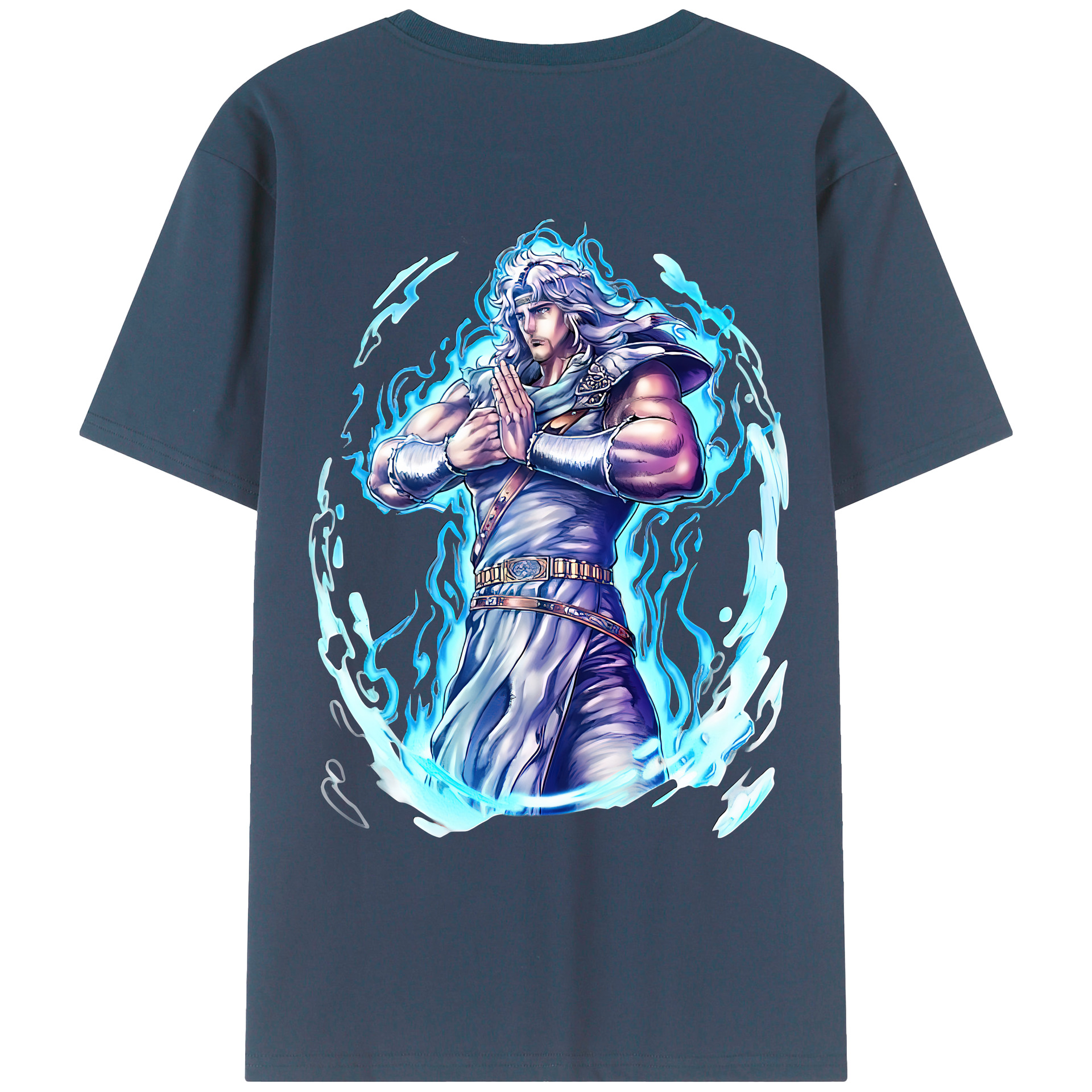 （画像用） 北斗の拳 Fist of the North Star 綿100％ メンズ半袖Tシャツ（バックプリント） 通気性