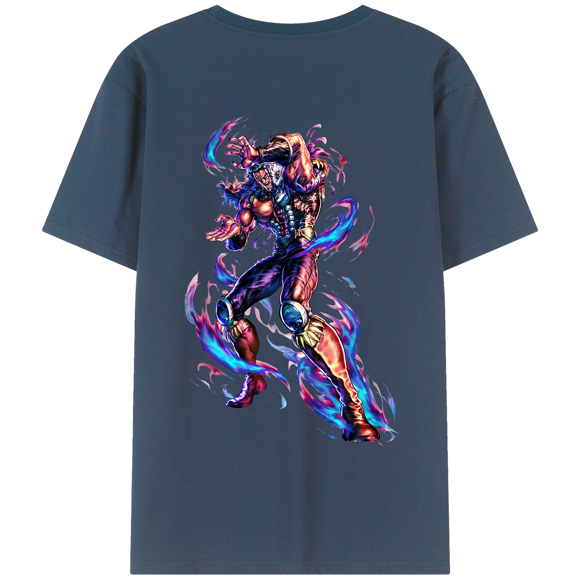 （画像用） 北斗の拳 Fist of the North Star 綿100％ メンズ半袖Tシャツ（バックプリント） 通気性