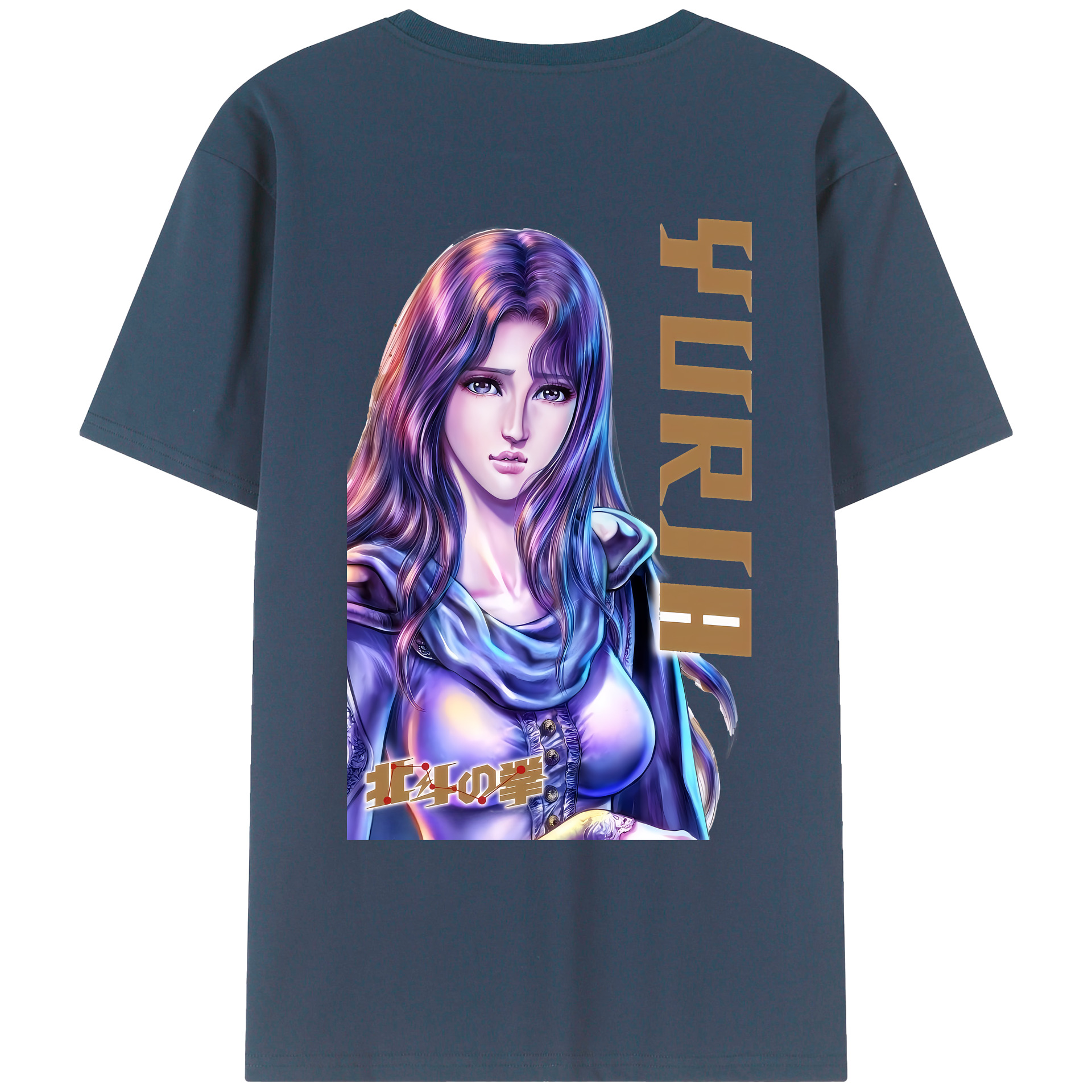 （画像用） 北斗の拳 Fist of the North Star 綿100％ メンズ半袖Tシャツ（バックプリント） 通気性