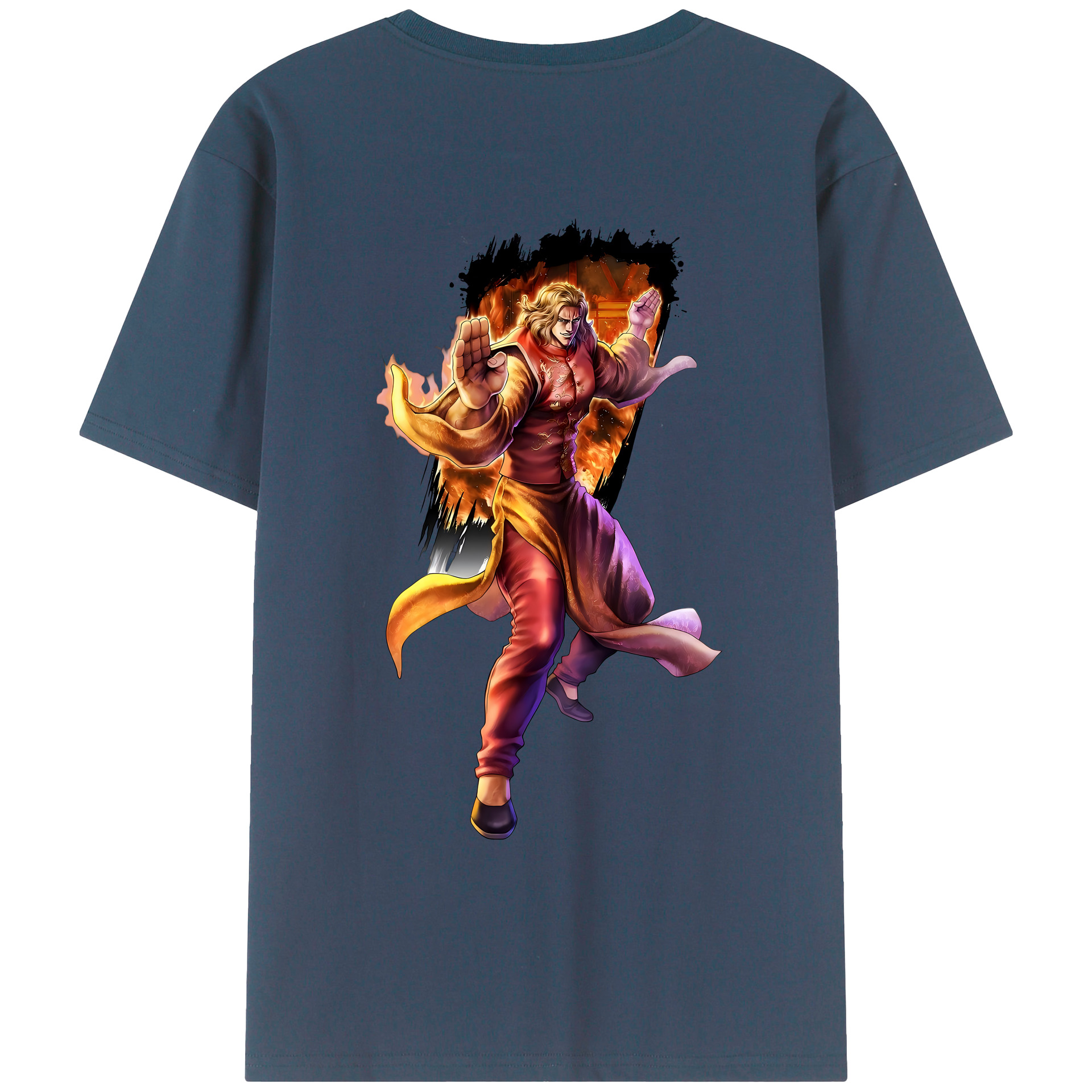 （画像用） 北斗の拳 Fist of the North Star 綿100％ メンズ半袖Tシャツ（バックプリント） 通気性