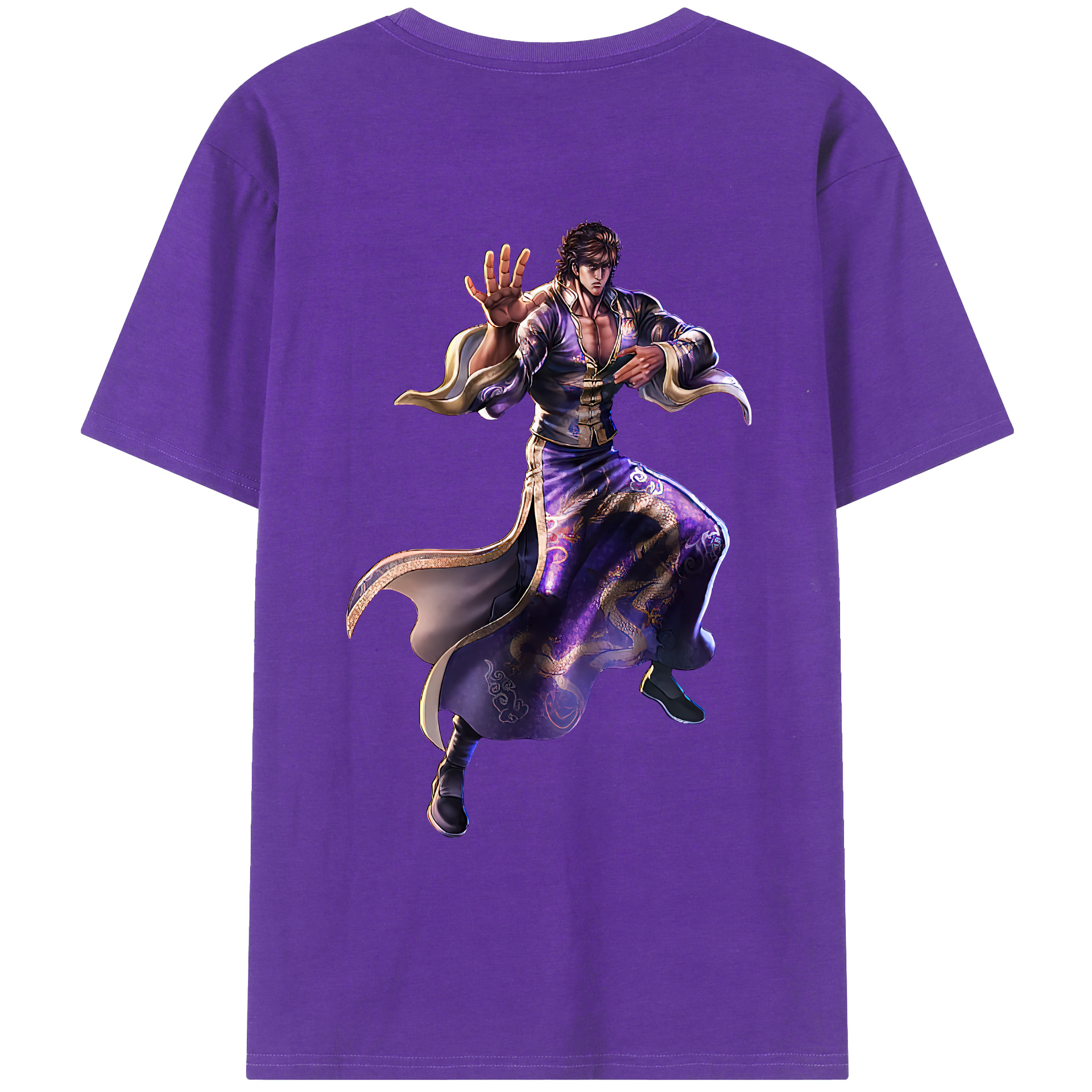 （画像用） 北斗の拳 Fist of the North Star 綿100％ メンズ半袖Tシャツ（バックプリント） 通気性