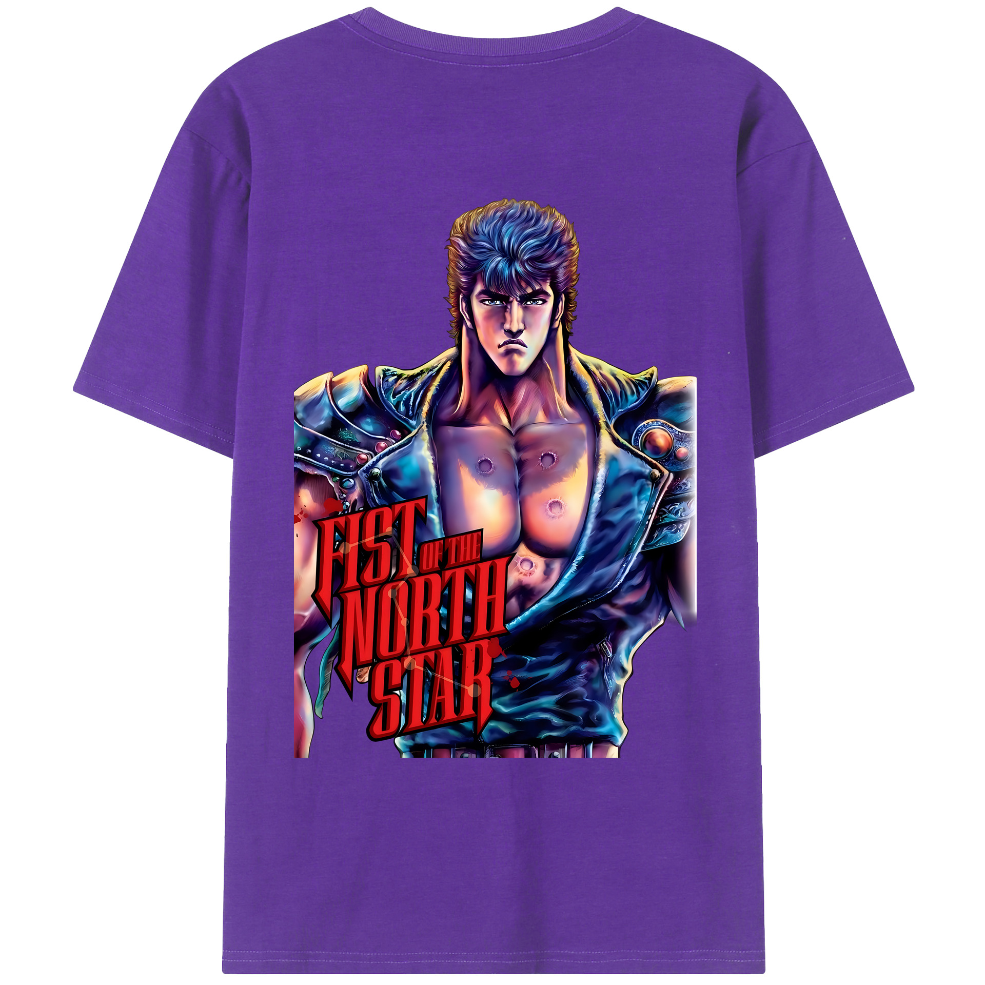 （画像用） 北斗の拳 Fist of the North Star 綿100％ メンズ半袖Tシャツ（バックプリント） 通気性