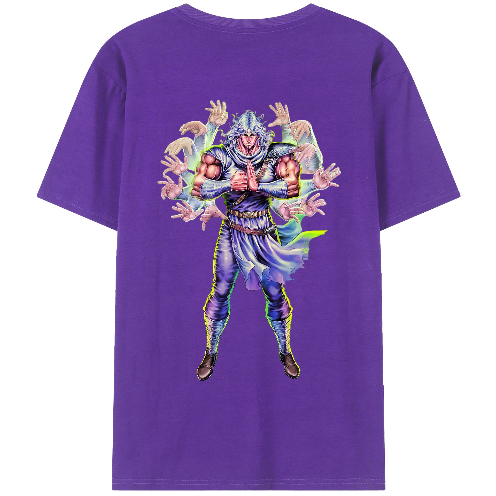 （画像用） 北斗の拳 Fist of the North Star 綿100％ メンズ半袖Tシャツ（バックプリント） 通気性