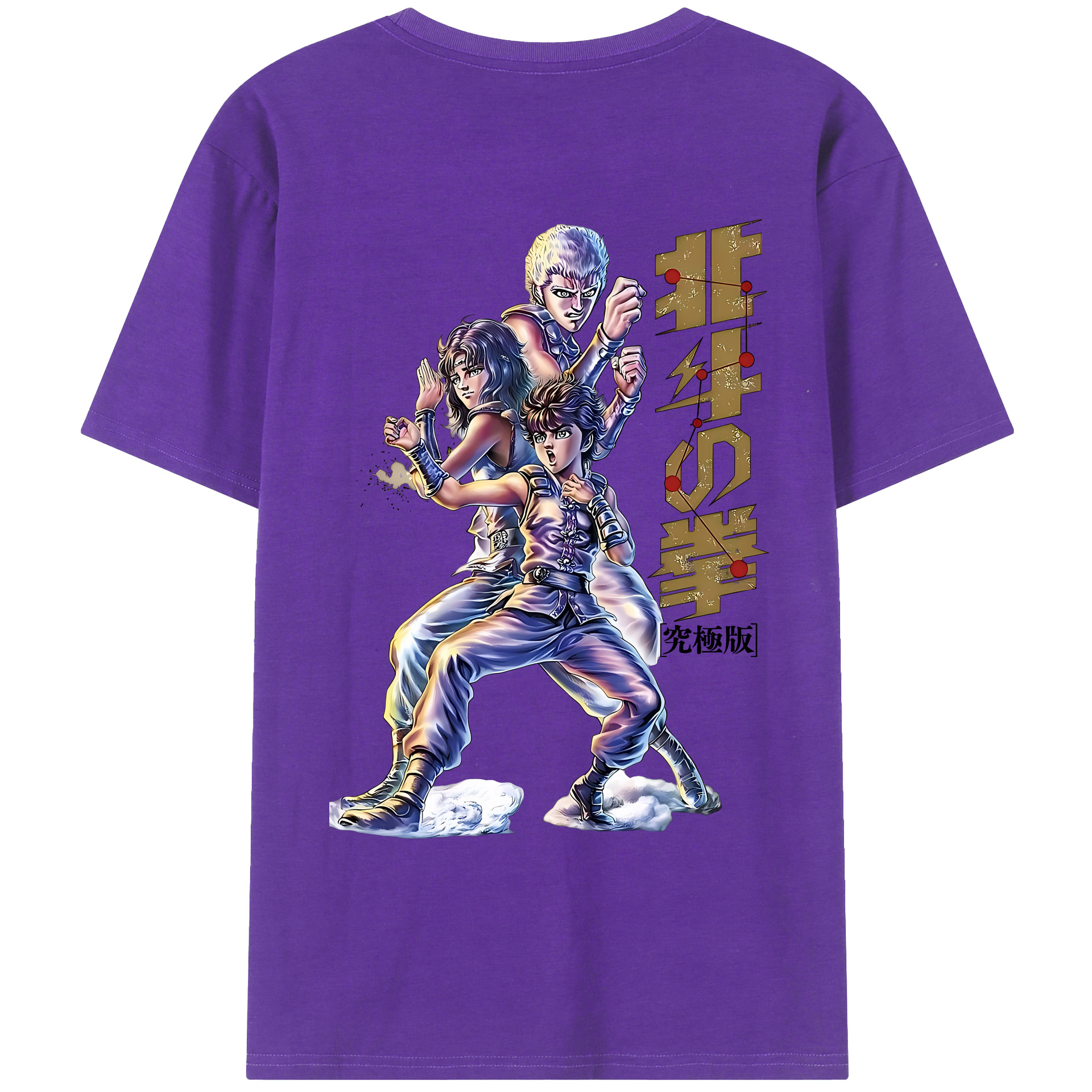 （画像用） 北斗の拳 Fist of the North Star 綿100％ メンズ半袖Tシャツ（バックプリント） 通気性