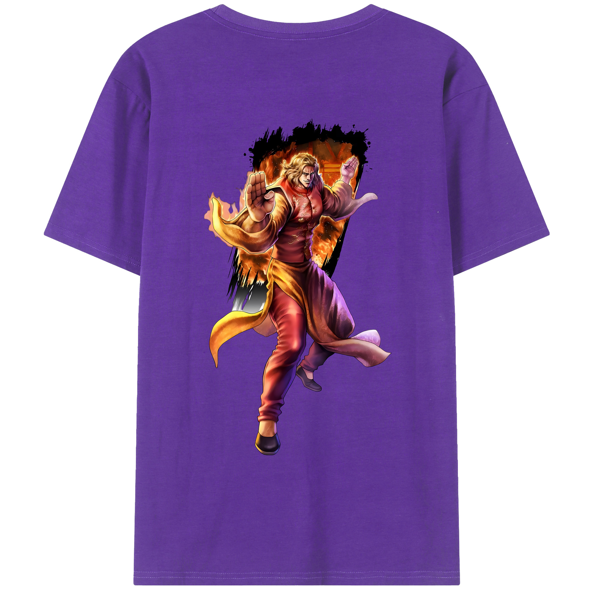 （画像用） 北斗の拳 Fist of the North Star 綿100％ メンズ半袖Tシャツ（バックプリント） 通気性