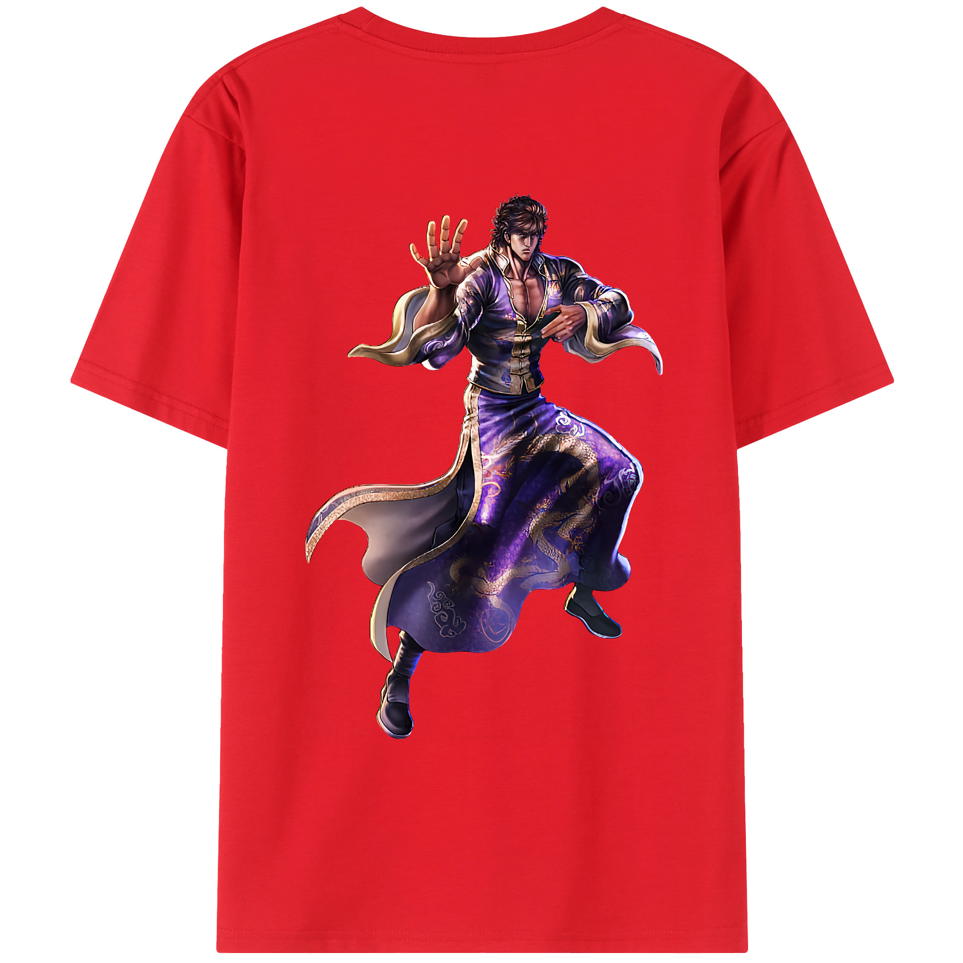 （画像用） 北斗の拳 Fist of the North Star 綿100％ メンズ半袖Tシャツ（バックプリント） 通気性