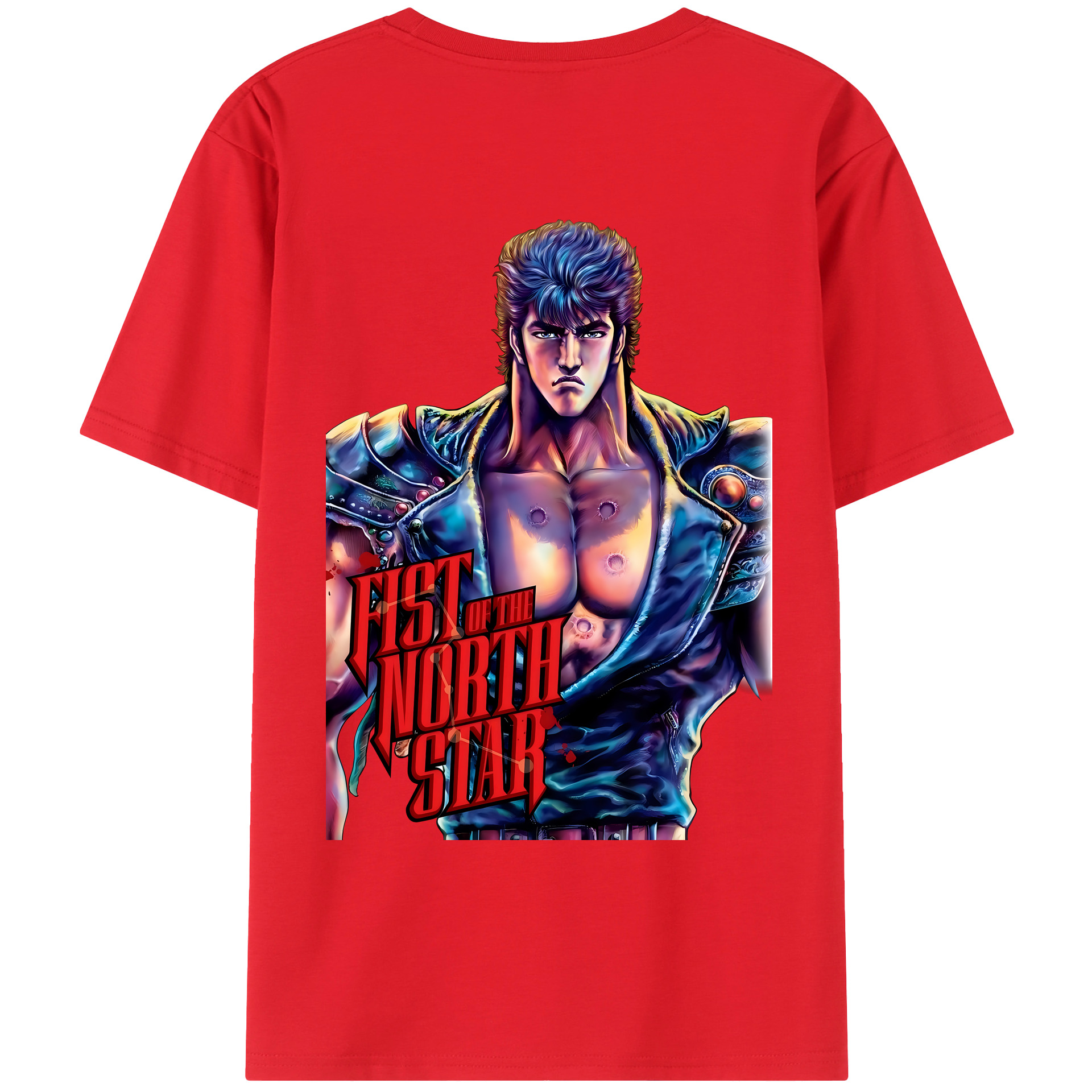 （画像用） 北斗の拳 Fist of the North Star 綿100％ メンズ半袖Tシャツ（バックプリント） 通気性