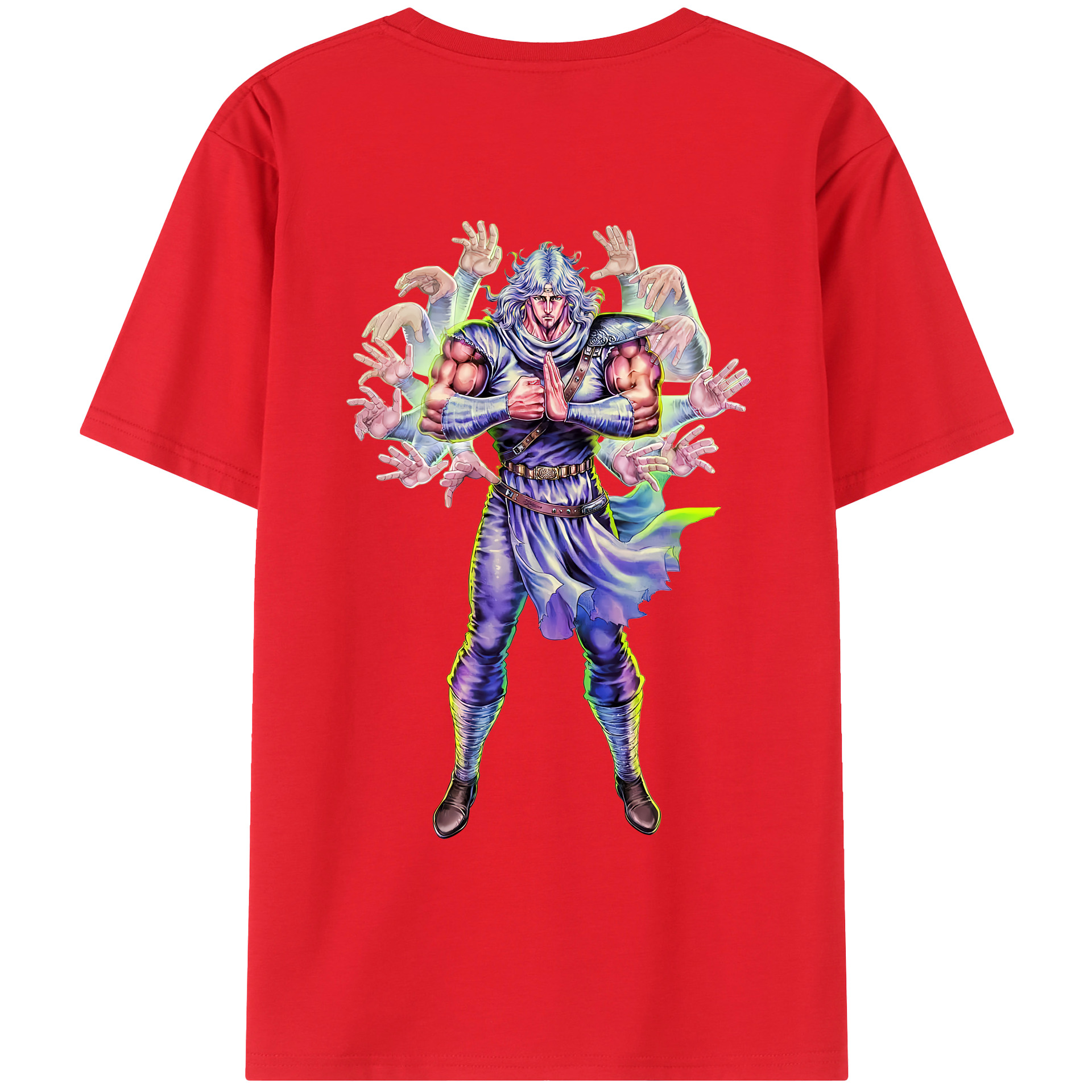 （画像用） 北斗の拳 Fist of the North Star 綿100％ メンズ半袖Tシャツ（バックプリント） 通気性