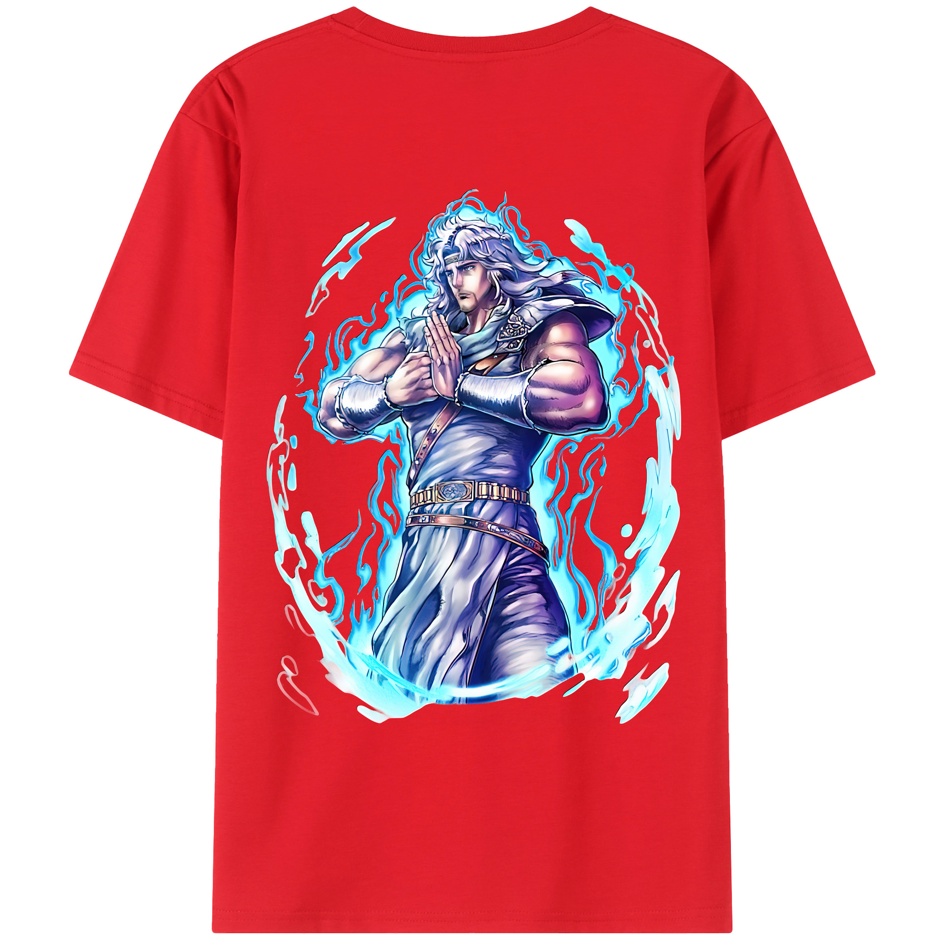 （画像用） 北斗の拳 Fist of the North Star 綿100％ メンズ半袖Tシャツ（バックプリント） 通気性