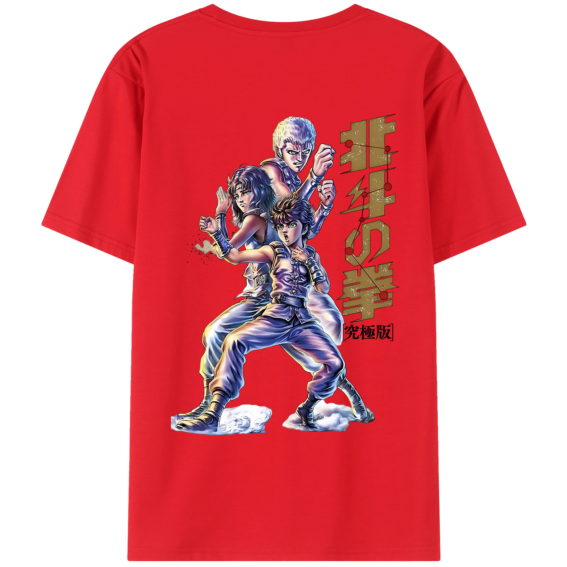 （画像用） 北斗の拳 Fist of the North Star 綿100％ メンズ半袖Tシャツ（バックプリント） 通気性