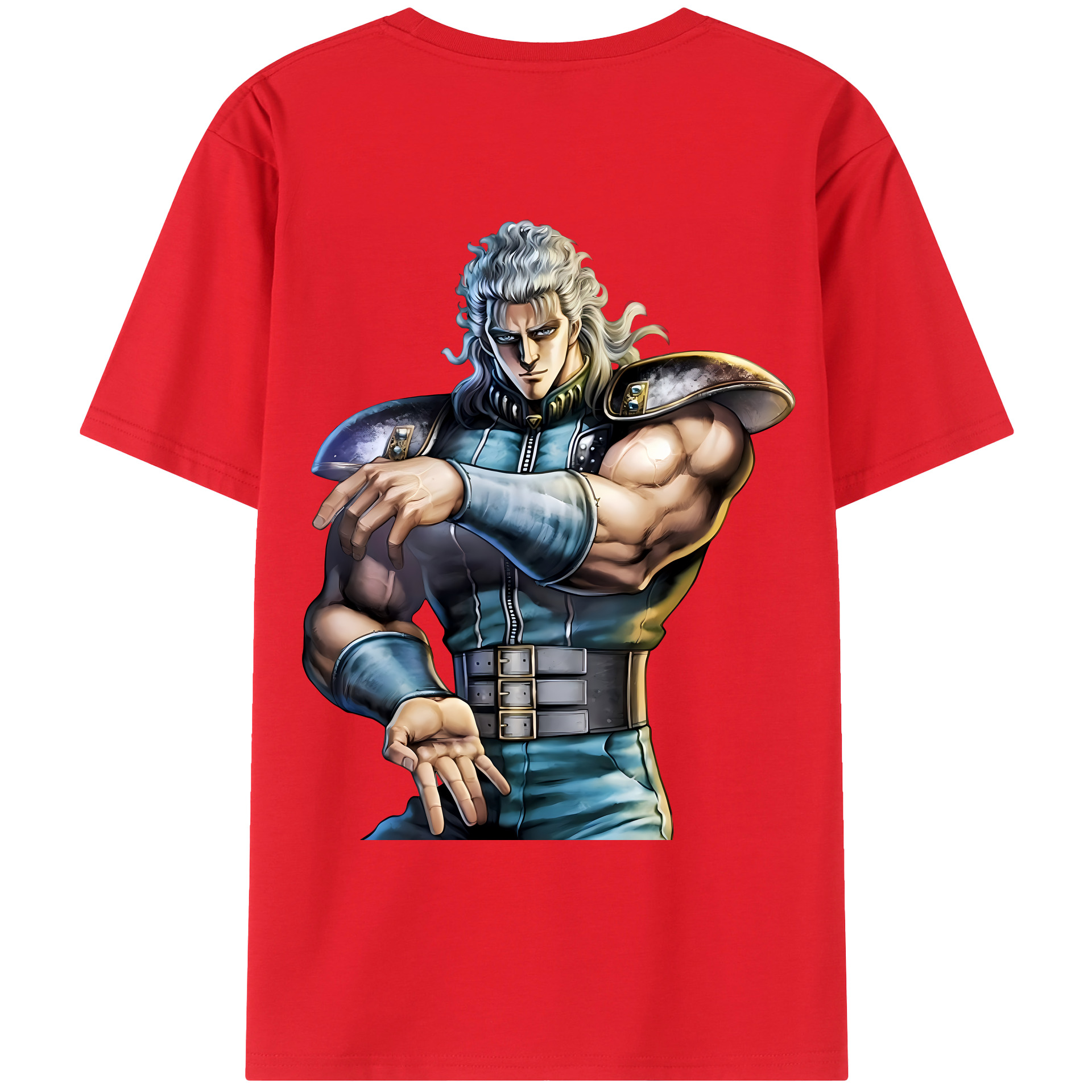 （画像用） 北斗の拳 Fist of the North Star 綿100％ メンズ半袖Tシャツ（バックプリント） 通気性