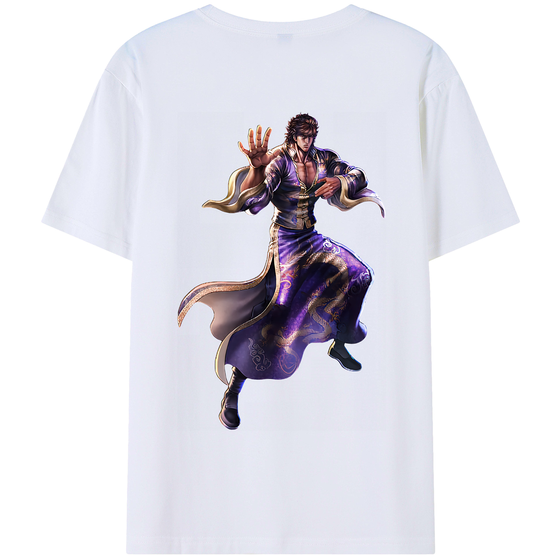 （画像用） 北斗の拳 Fist of the North Star 綿100％ メンズ半袖Tシャツ（バックプリント） 通気性