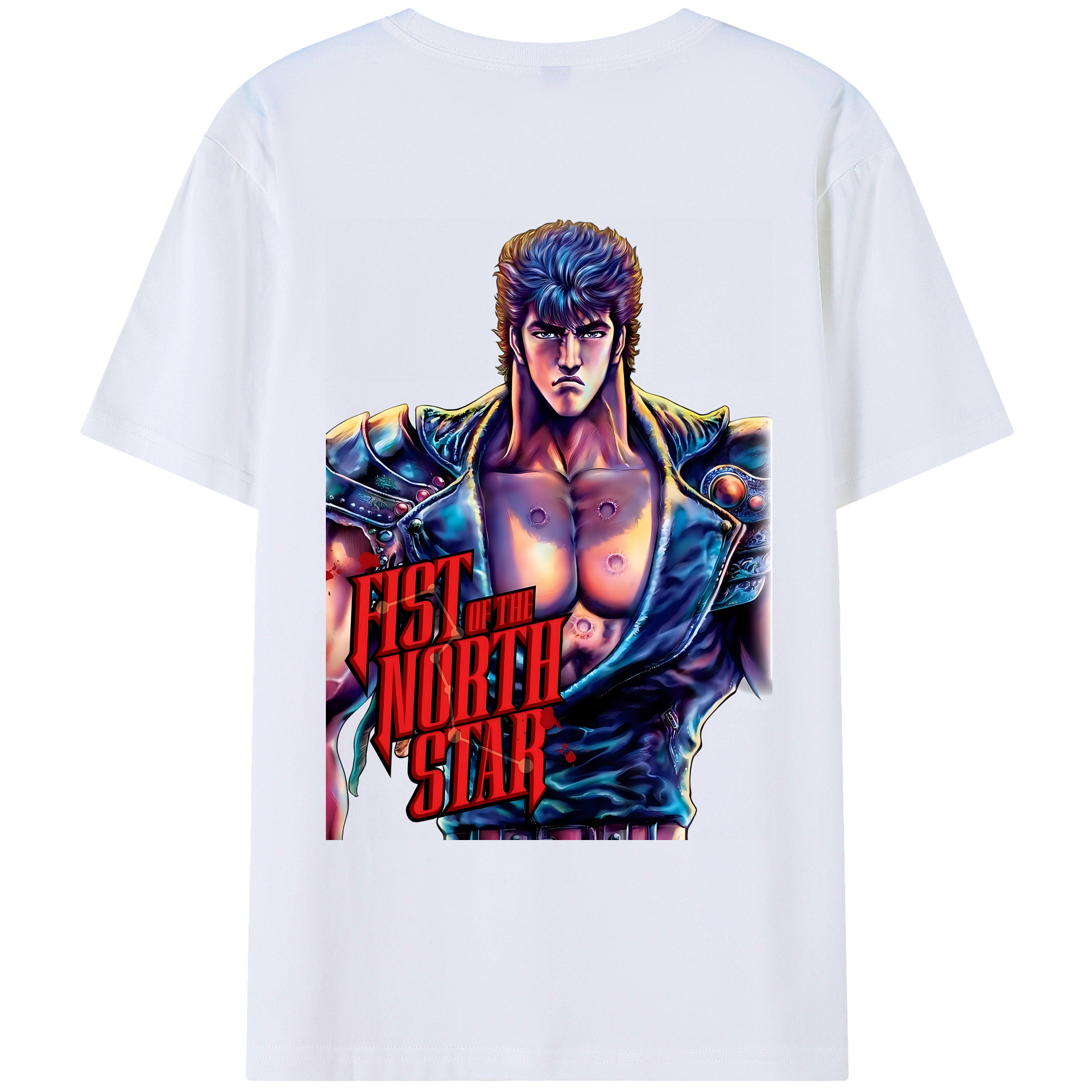 （画像用） 北斗の拳 Fist of the North Star 綿100％ メンズ半袖Tシャツ（バックプリント） 通気性