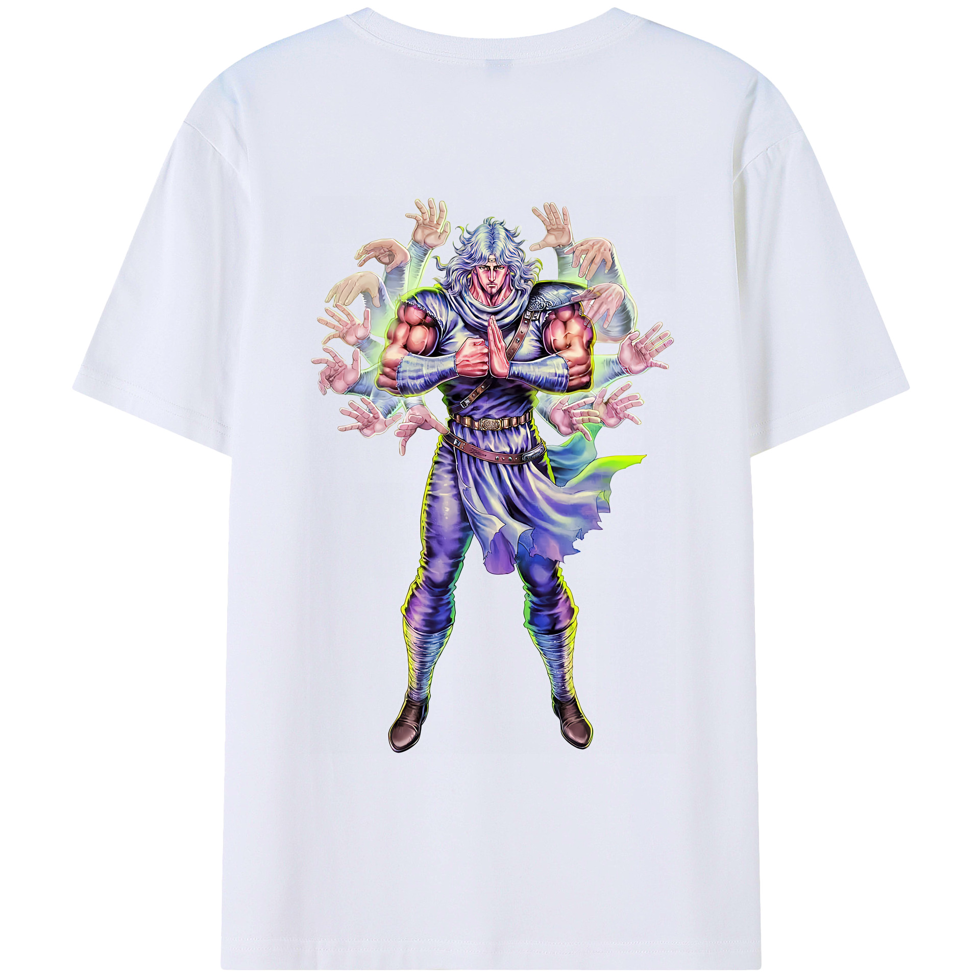 （画像用） 北斗の拳 Fist of the North Star 綿100％ メンズ半袖Tシャツ（バックプリント） 通気性