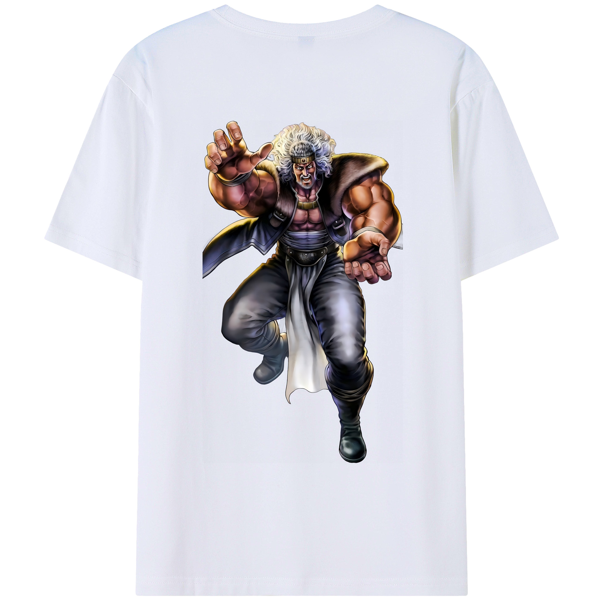 （画像用） 北斗の拳 Fist of the North Star 綿100％ メンズ半袖Tシャツ（バックプリント） 通気性