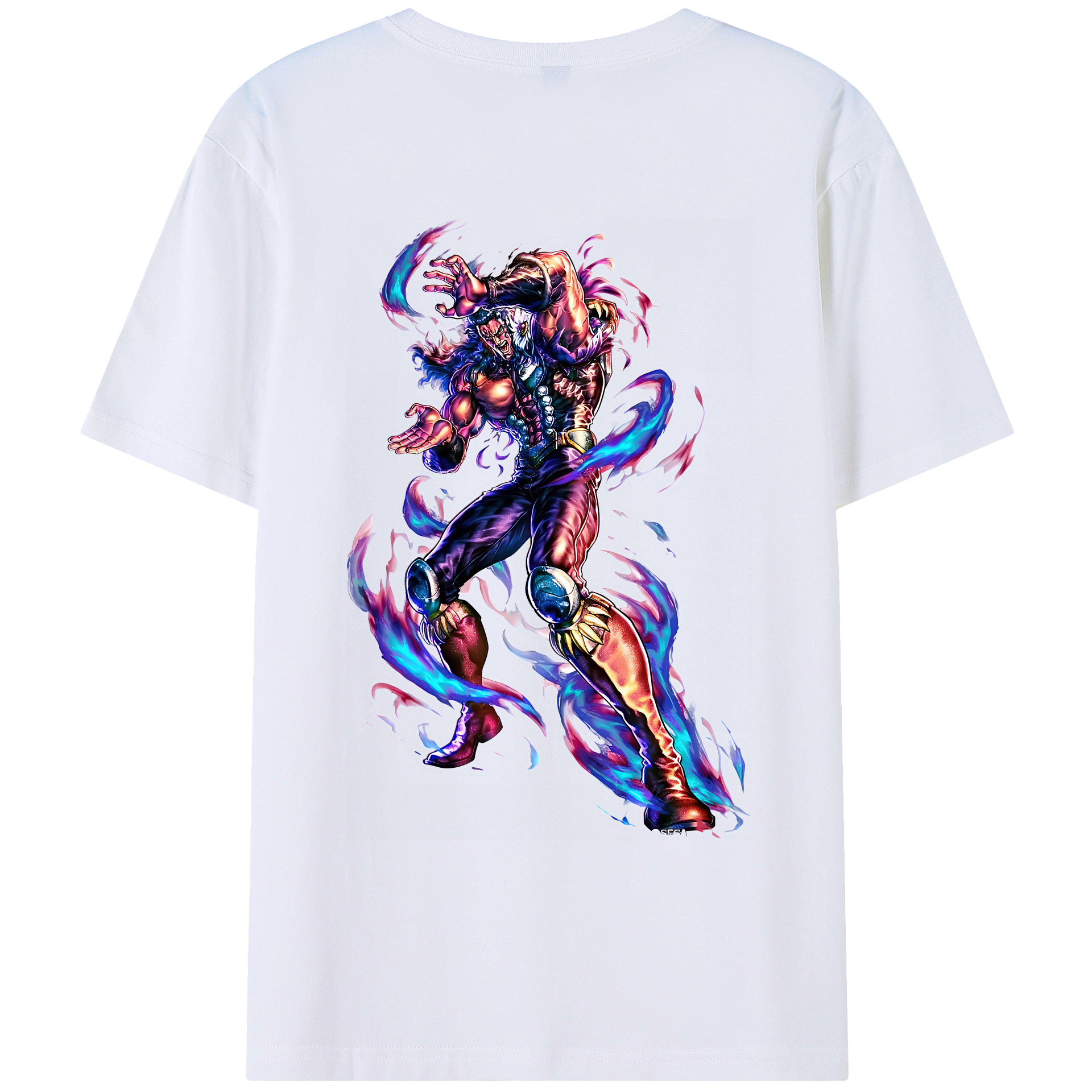 （画像用） 北斗の拳 Fist of the North Star 綿100％ メンズ半袖Tシャツ（バックプリント） 通気性