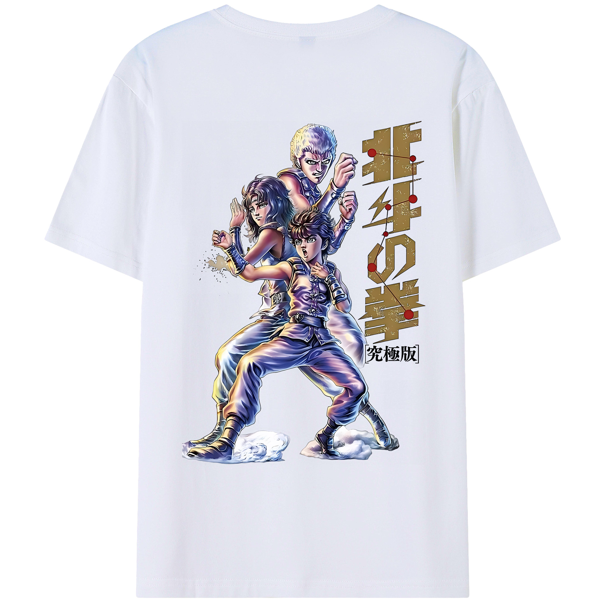 （画像用） 北斗の拳 Fist of the North Star 綿100％ メンズ半袖Tシャツ（バックプリント） 通気性