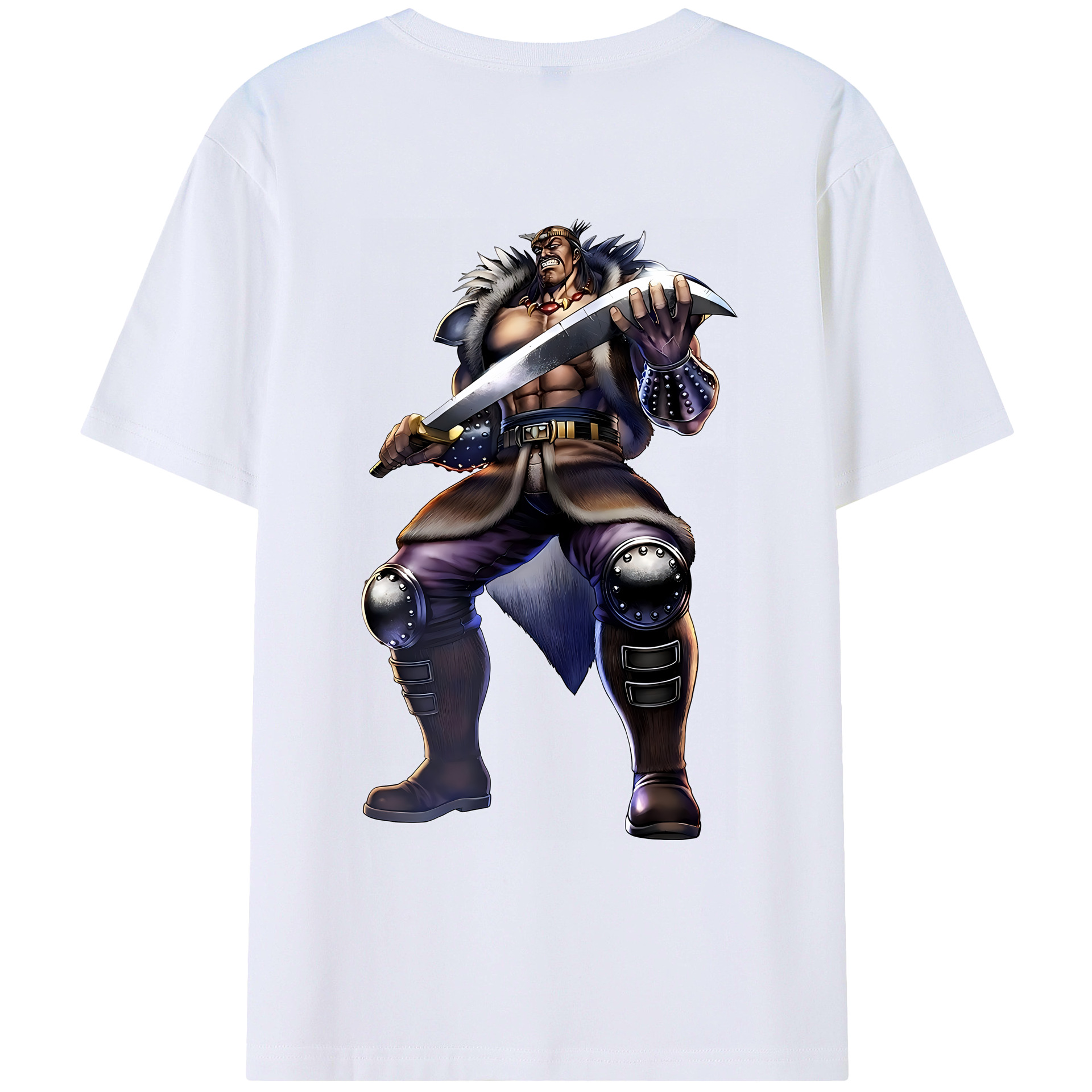 （画像用） 北斗の拳 Fist of the North Star 綿100％ メンズ半袖Tシャツ（バックプリント） 通気性