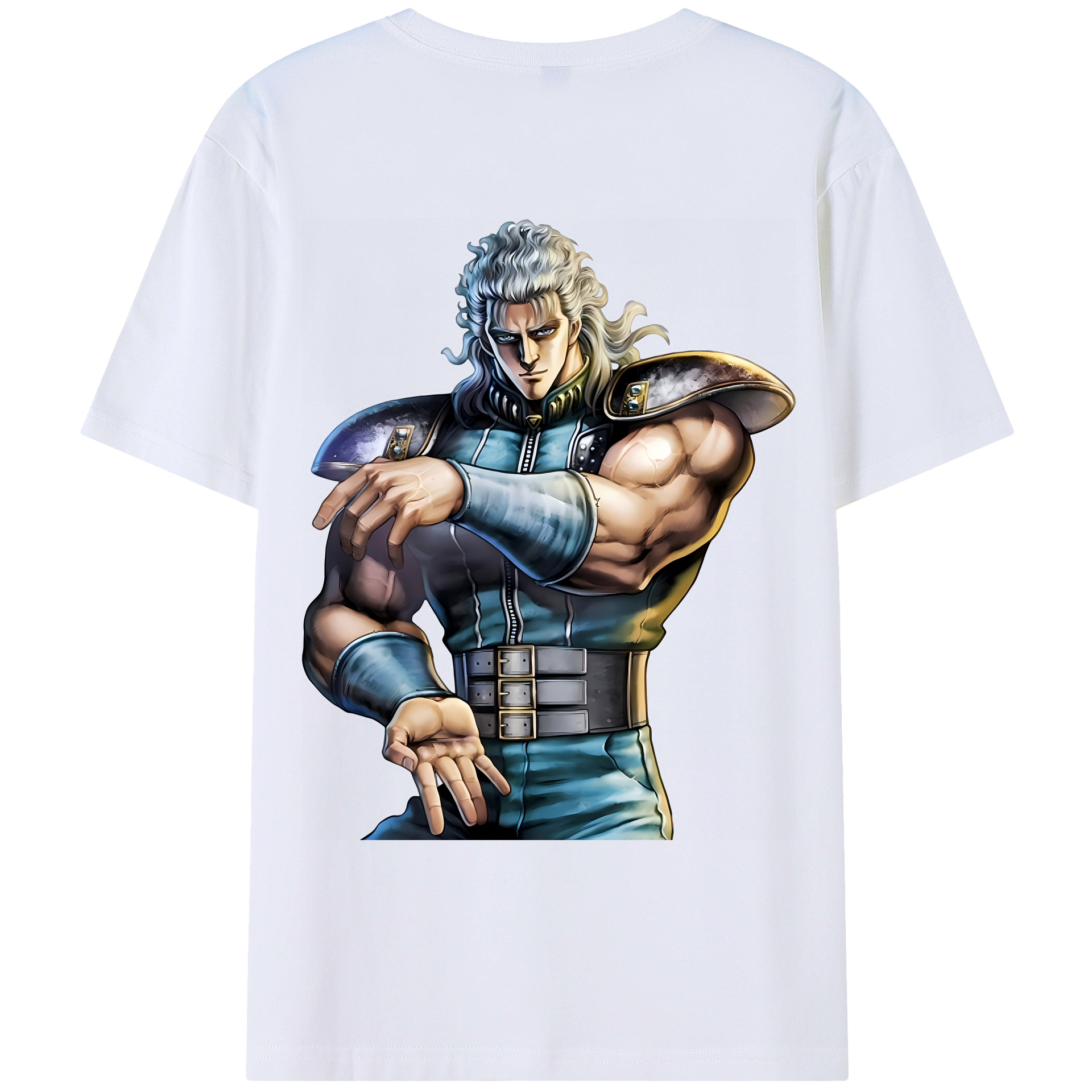 （画像用） 北斗の拳 Fist of the North Star 綿100％ メンズ半袖Tシャツ（バックプリント） 通気性