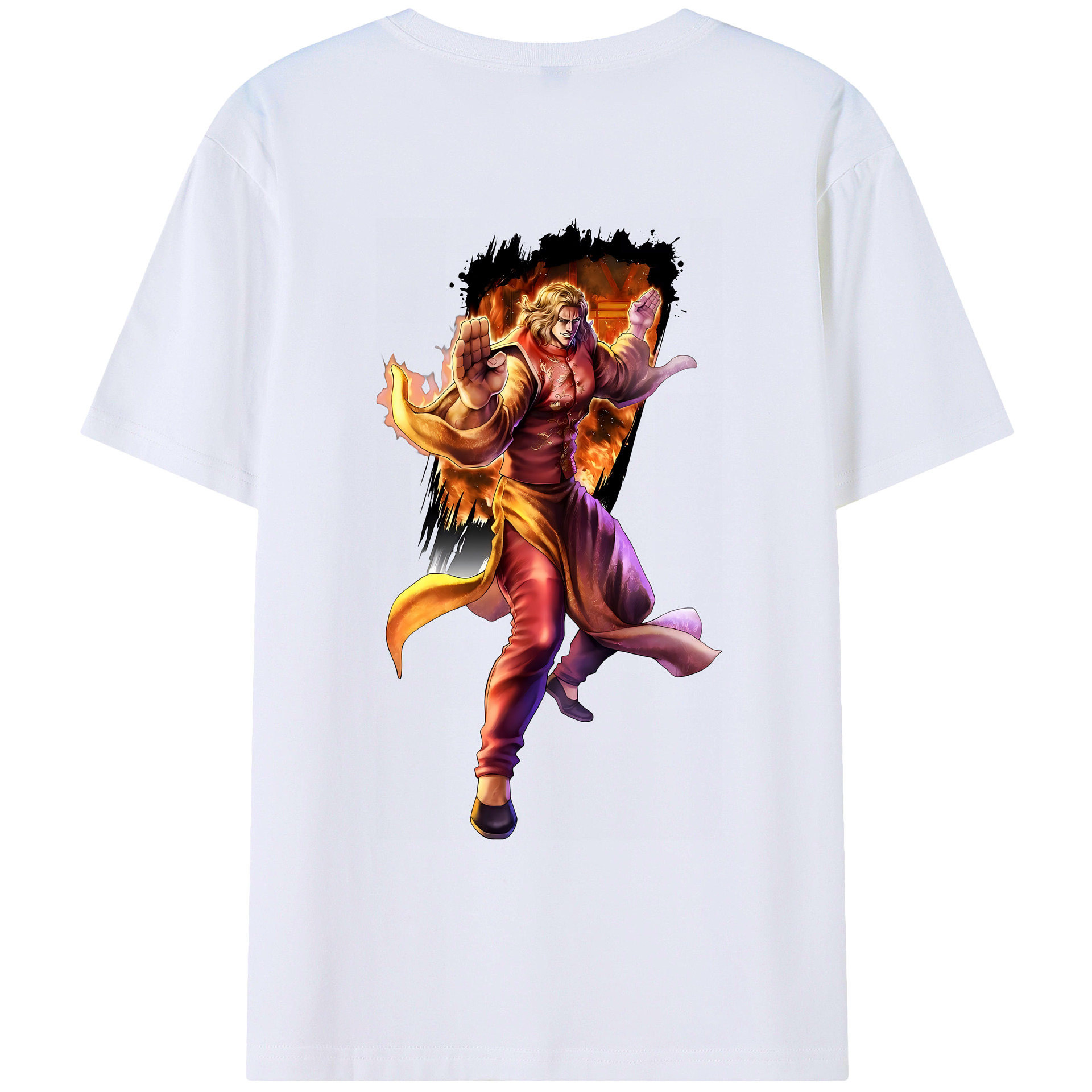 （画像用） 北斗の拳 Fist of the North Star 綿100％ メンズ半袖Tシャツ（バックプリント） 通気性