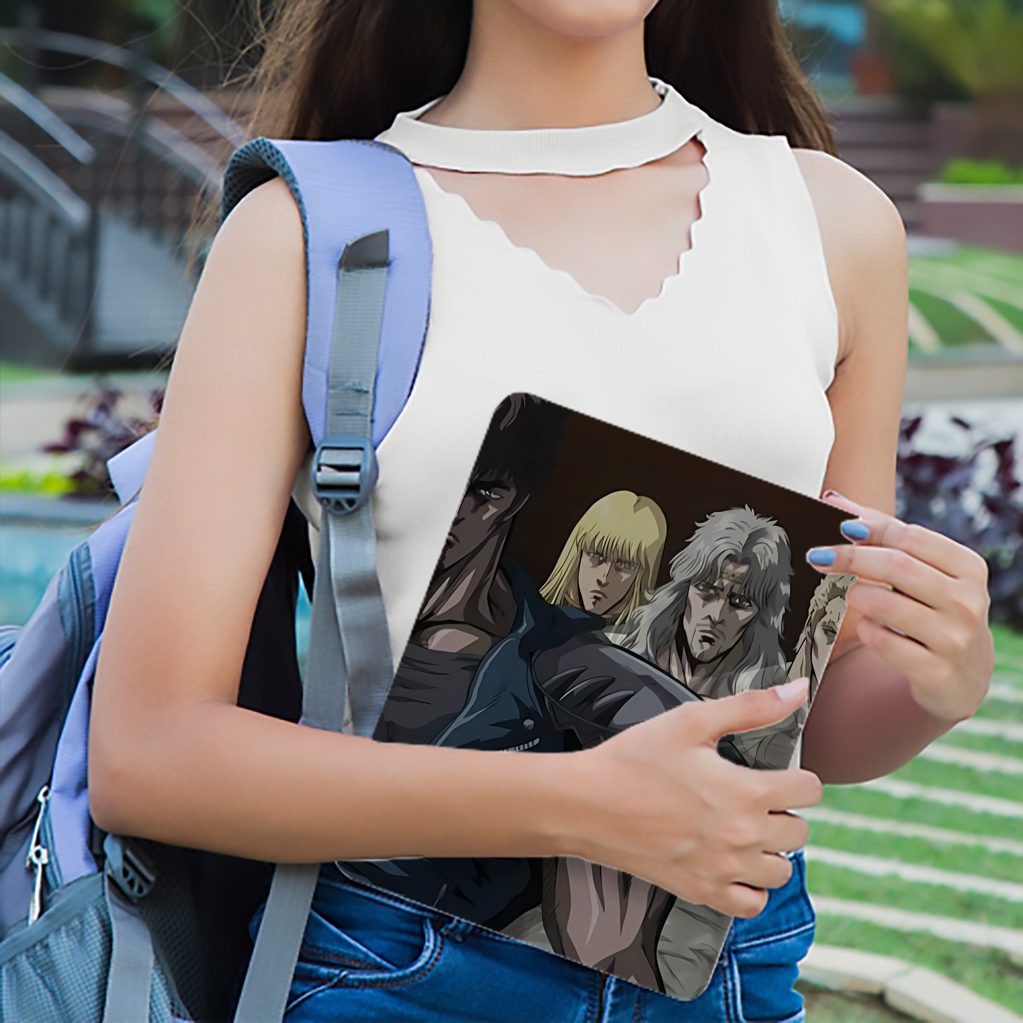 北斗の拳 Fist of the North Star IPad ケース ブック型 PUレザー TPU 耐衝撃 軽量 薄型 ペン収納なし 全面保護 IPad 各モデル対応