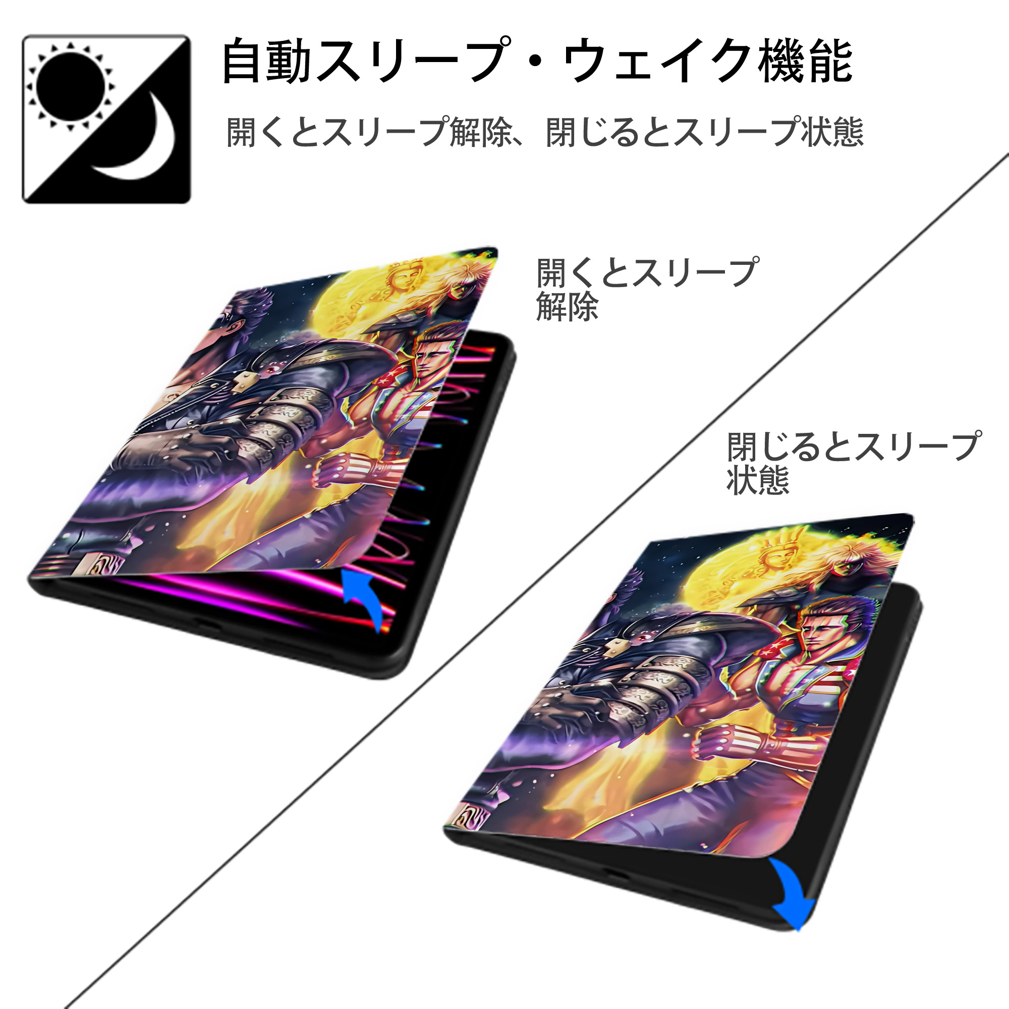 北斗の拳 Fist of the North Star IPadケース ペンホルダー付き ブックスタイルデザイン