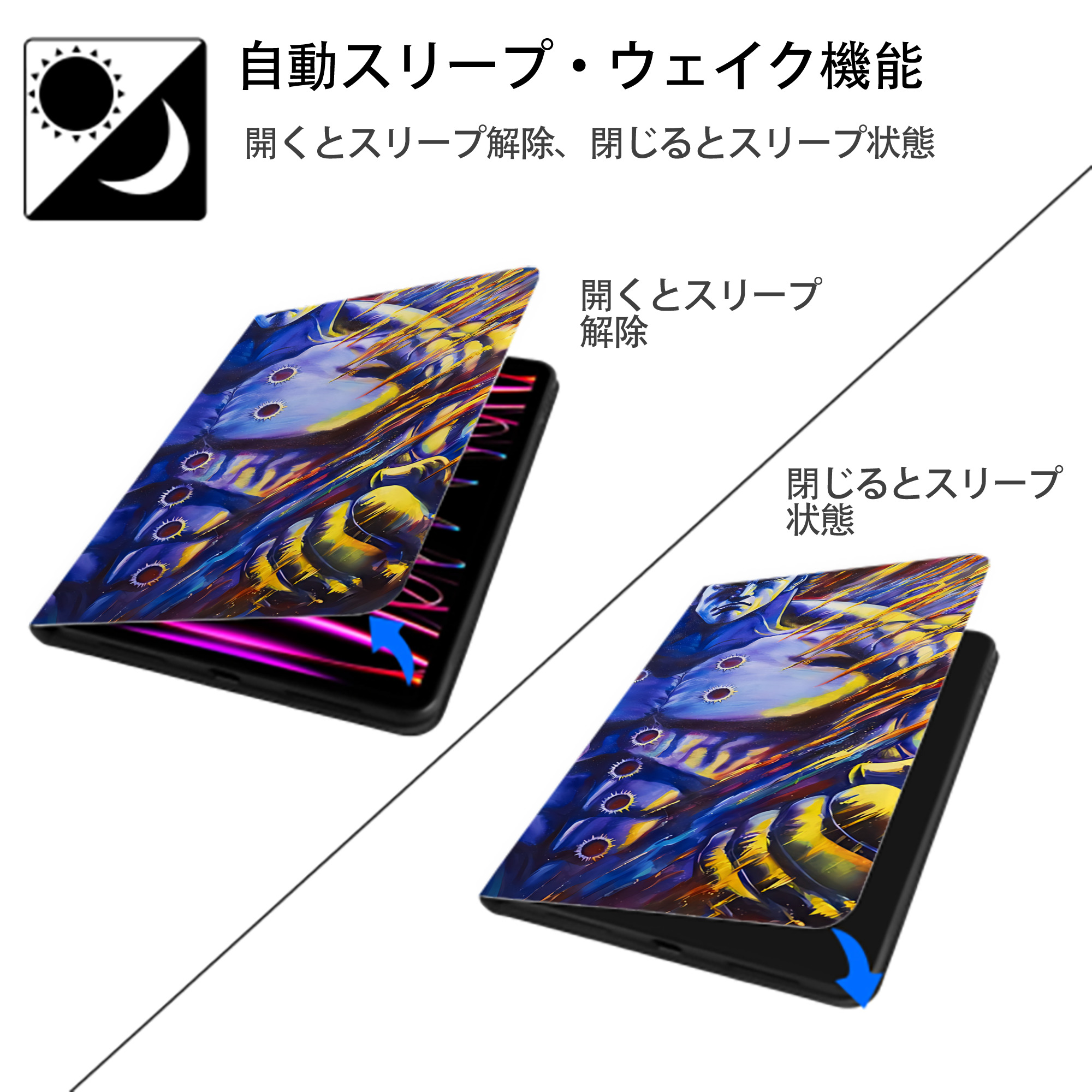 北斗の拳 Fist of the North Star IPadケース ペンホルダー付き ブックスタイルデザイン