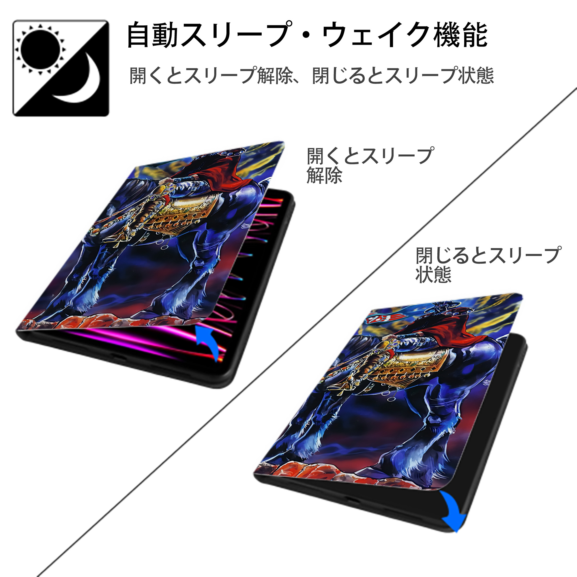 北斗の拳 Fist of the North Star IPadケース ペンホルダー付き ブックスタイルデザイン