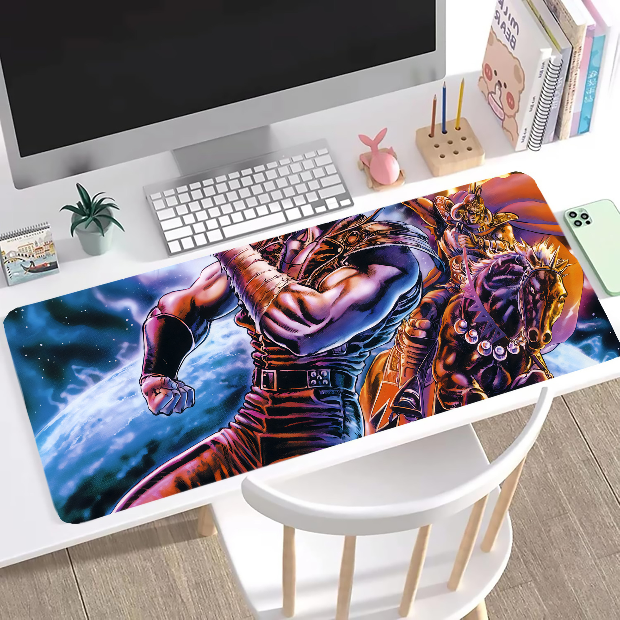 （画像用） 北斗の拳 Fist of the North Star ステッチ加工 大判デスクマット／滑り止めマウスパッド
