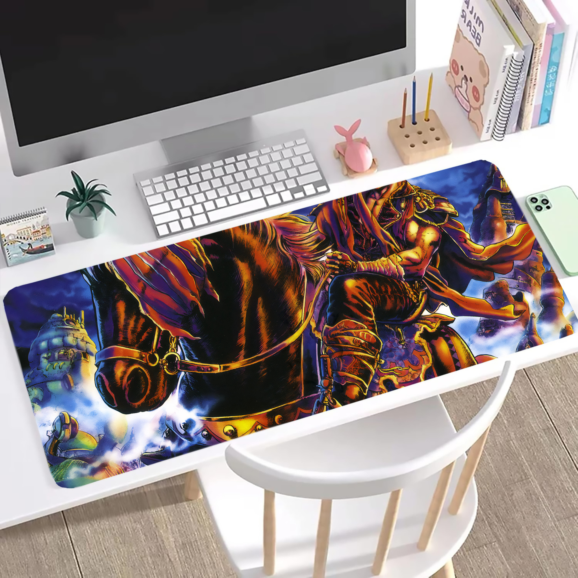 （画像用） 北斗の拳 Fist of the North Star ステッチ加工 大判デスクマット／滑り止めマウスパッド