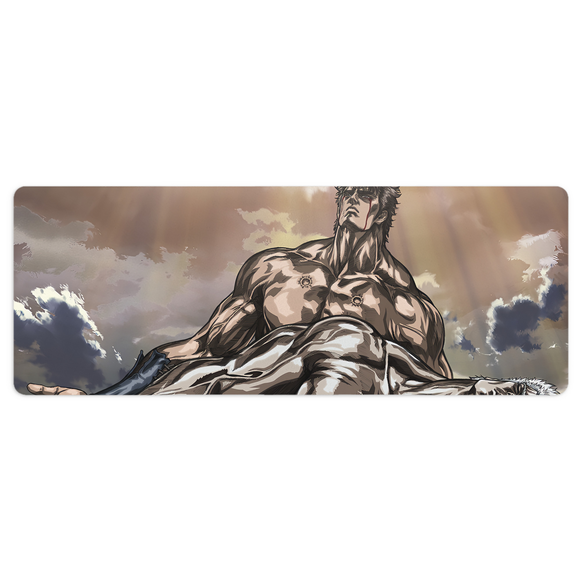 （画像用） 北斗の拳 Fist of the North Star ステッチ加工 大判デスクマット／滑り止めマウスパッド