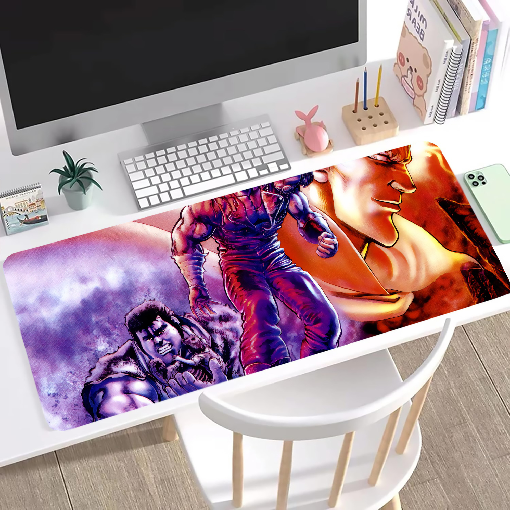 （画像用） 北斗の拳 Fist of the North Star ステッチ加工 大判デスクマット／滑り止めマウスパッド