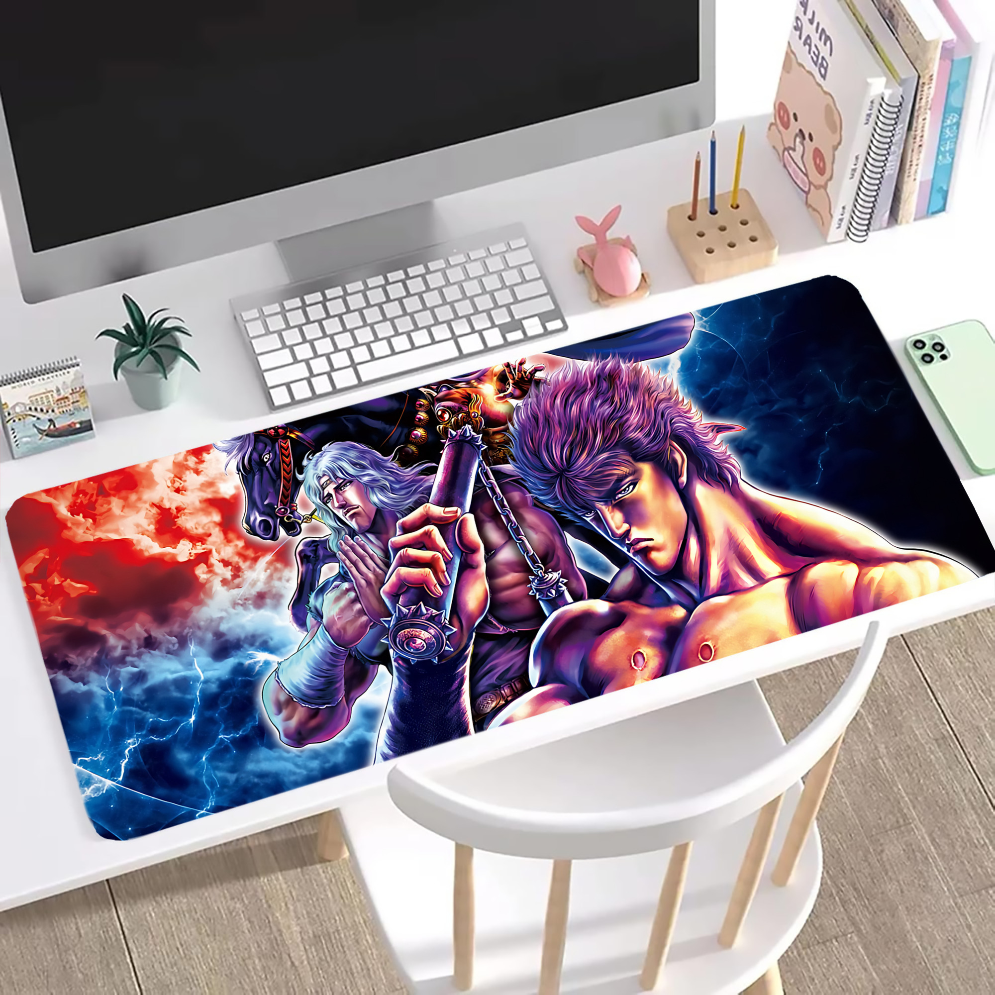 （画像用） 北斗の拳 Fist of the North Star ステッチ加工 大判デスクマット／滑り止めマウスパッド