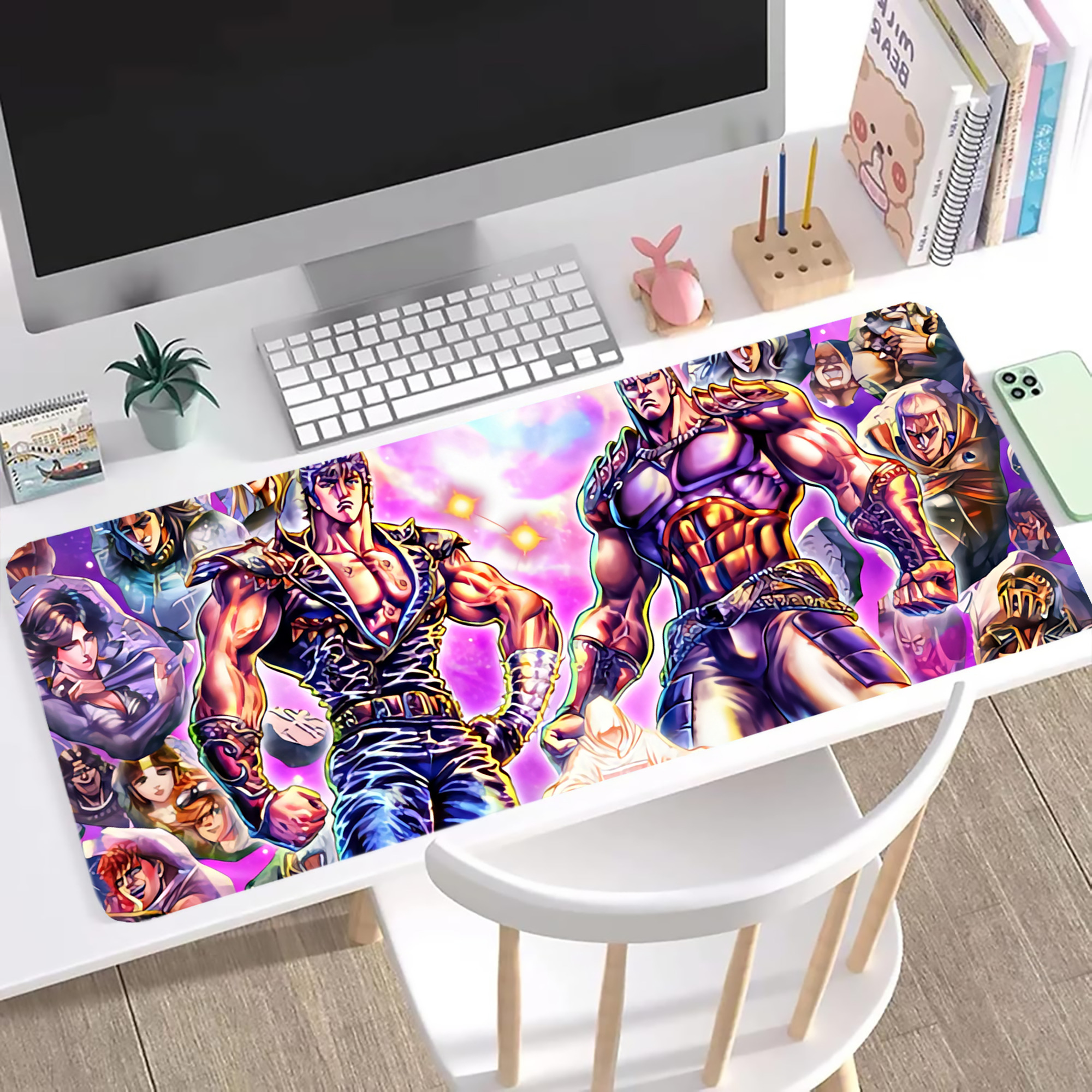 （画像用） 北斗の拳 Fist of the North Star ステッチ加工 大判デスクマット／滑り止めマウスパッド